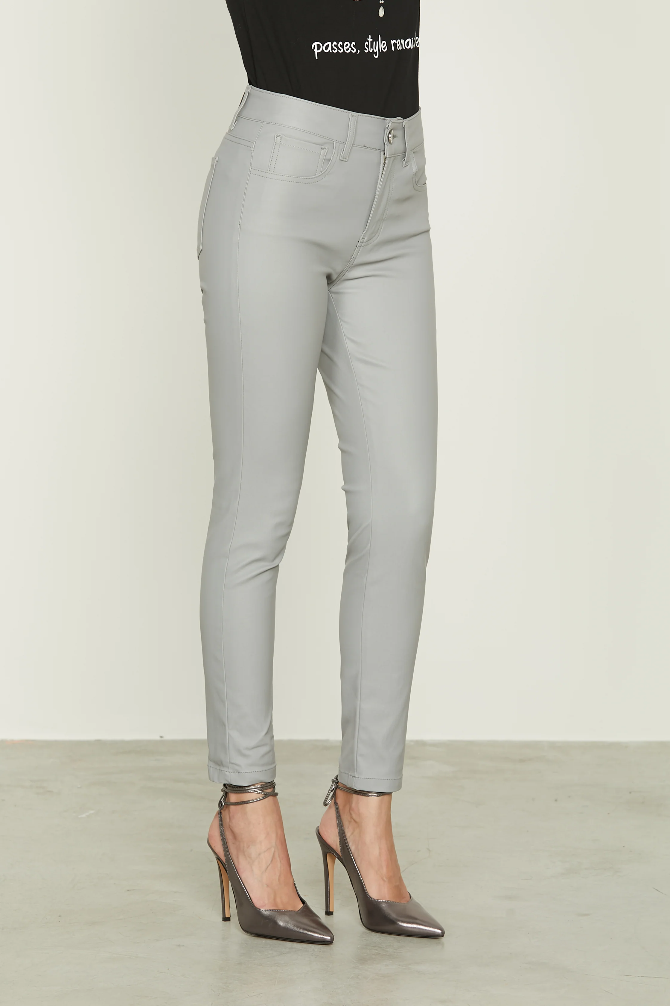 Panta ECOPL vita alta jeggings 5 tasche spalmato - Image 3