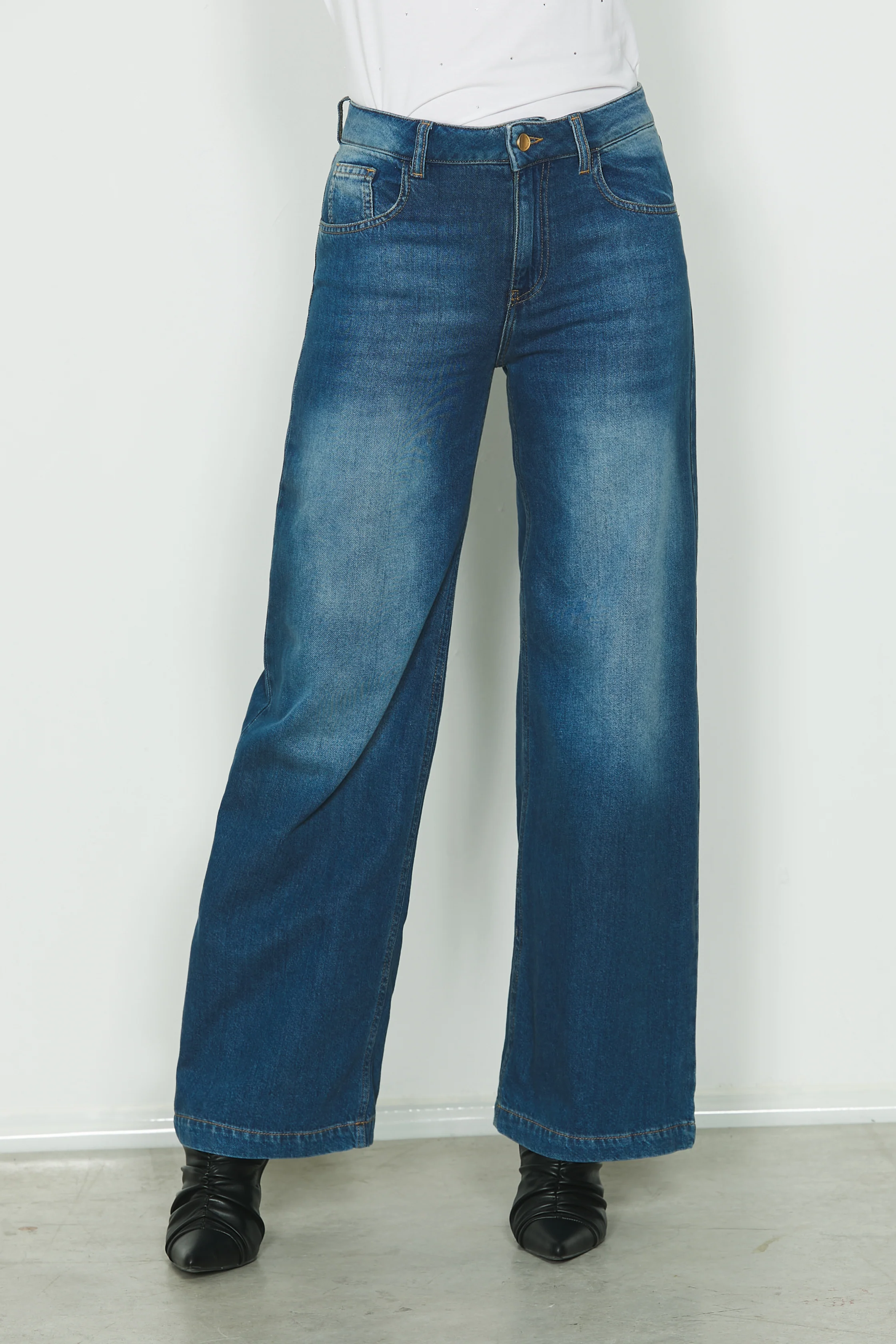 Jeans ELLELONG_23 vita media 5 ts straight fit in blue denim