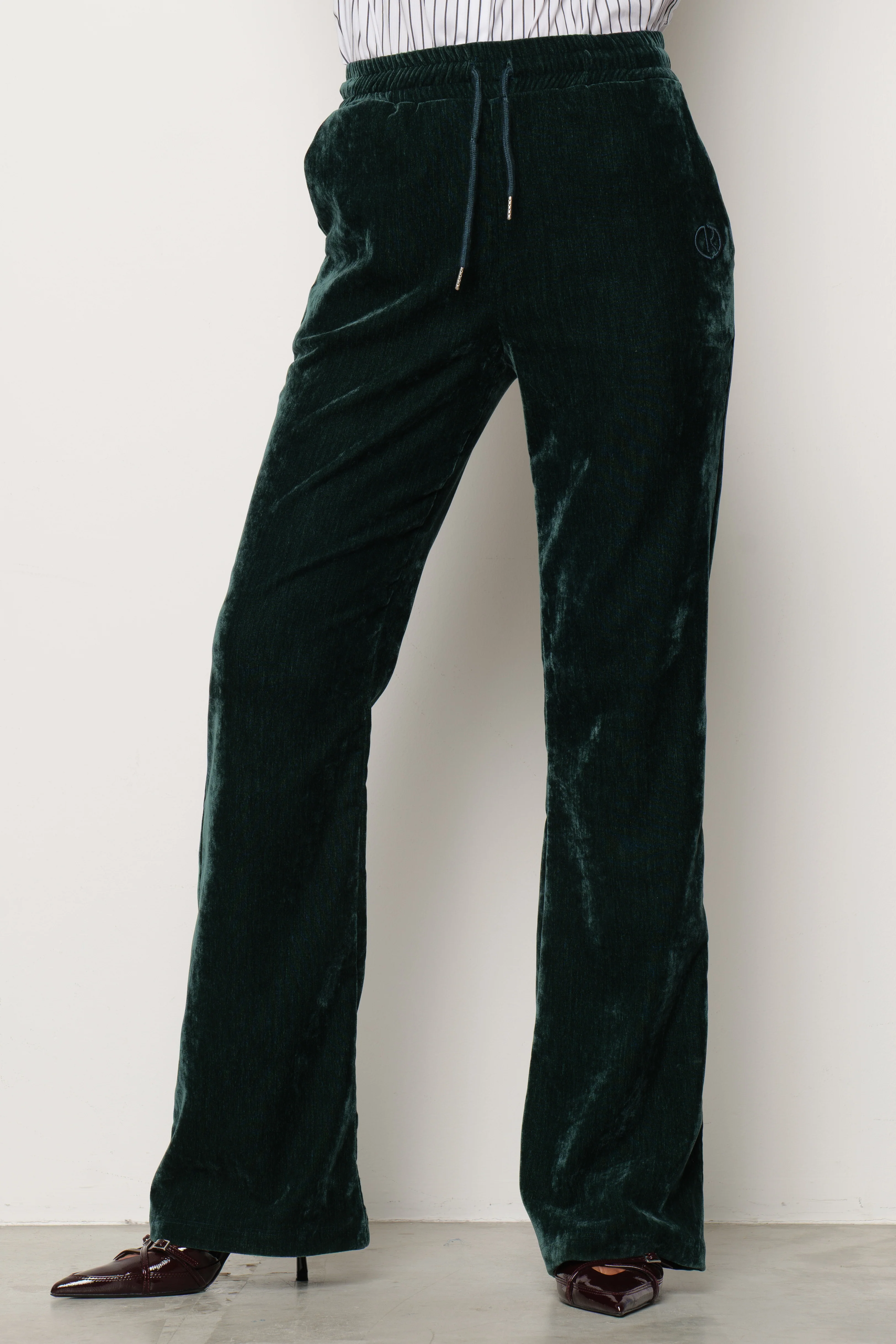 Pantalone FLAVOR in velluto Flare con coulisse più Ricamo - Image 2