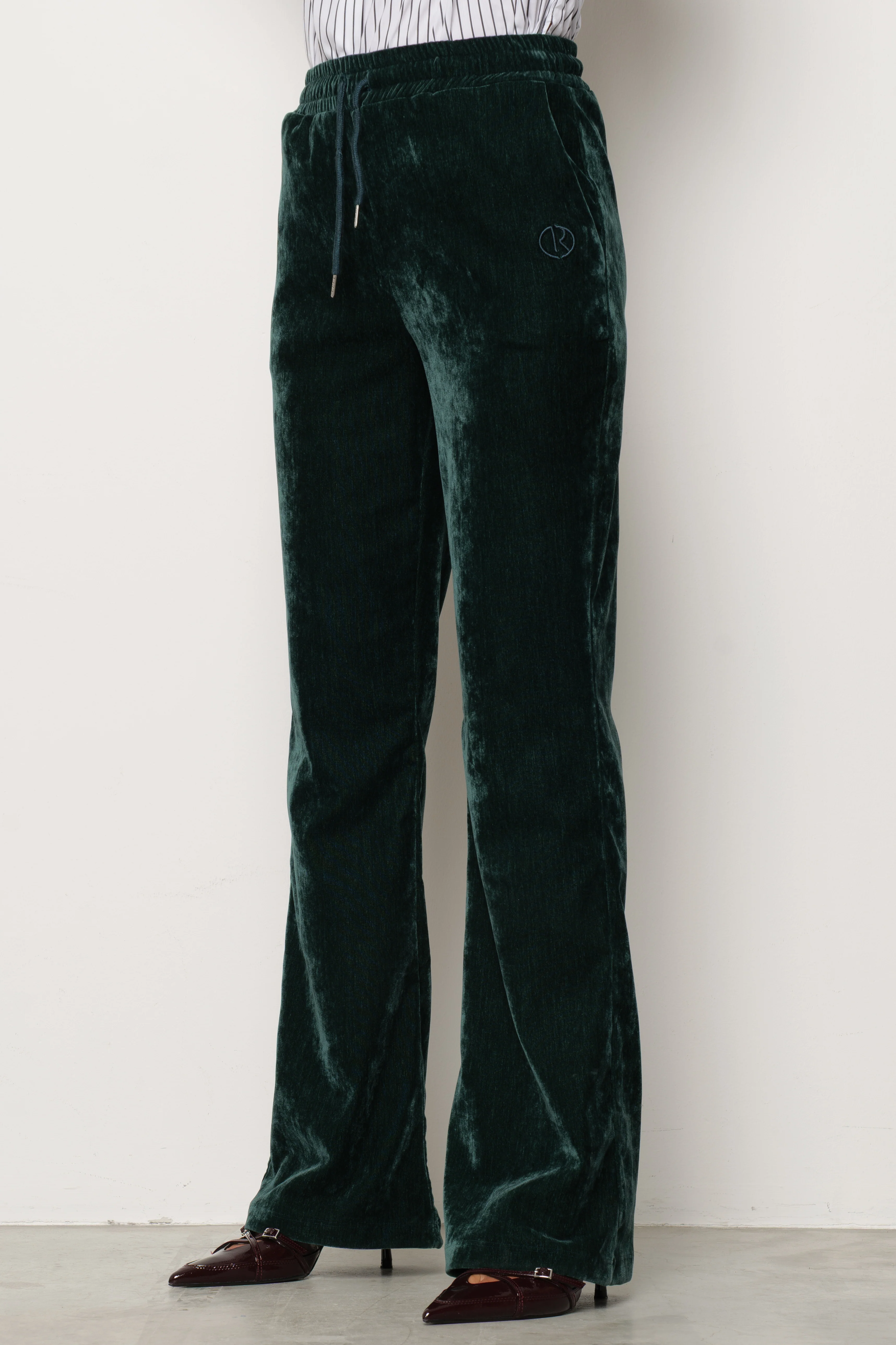 Pantalone FLAVOR in velluto Flare con coulisse più Ricamo - Image 3