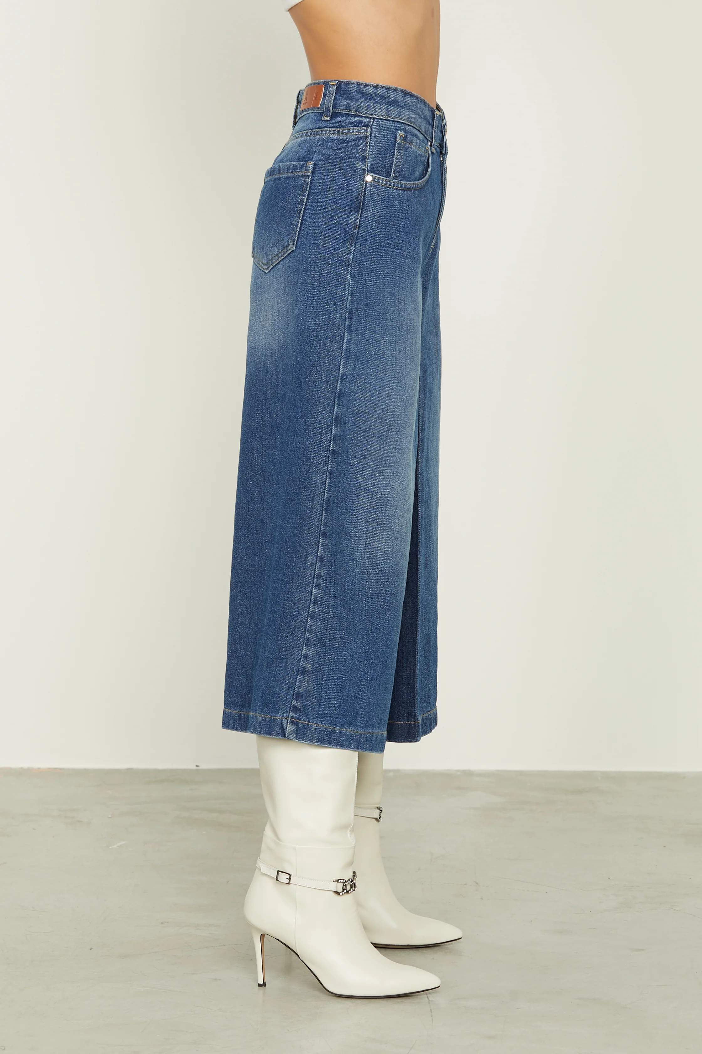 Jeans HEACHY vita alta 5 ts effetto gonna pantalone denim - Image 3