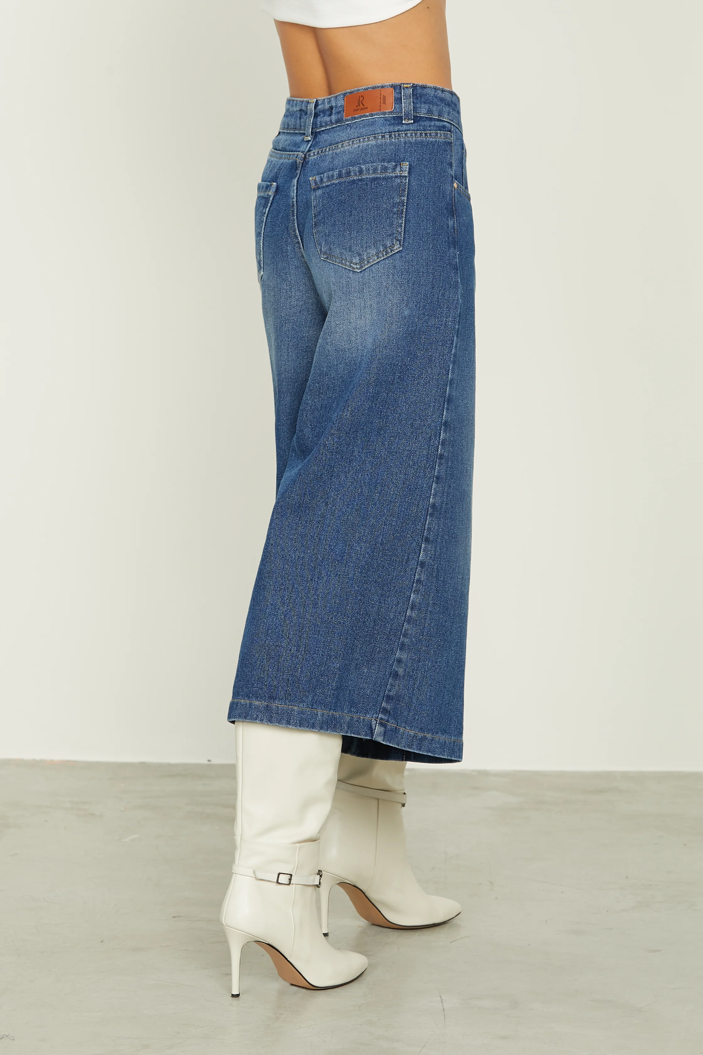 Jeans HEACHY vita alta 5 ts effetto gonna pantalone denim - Image 4