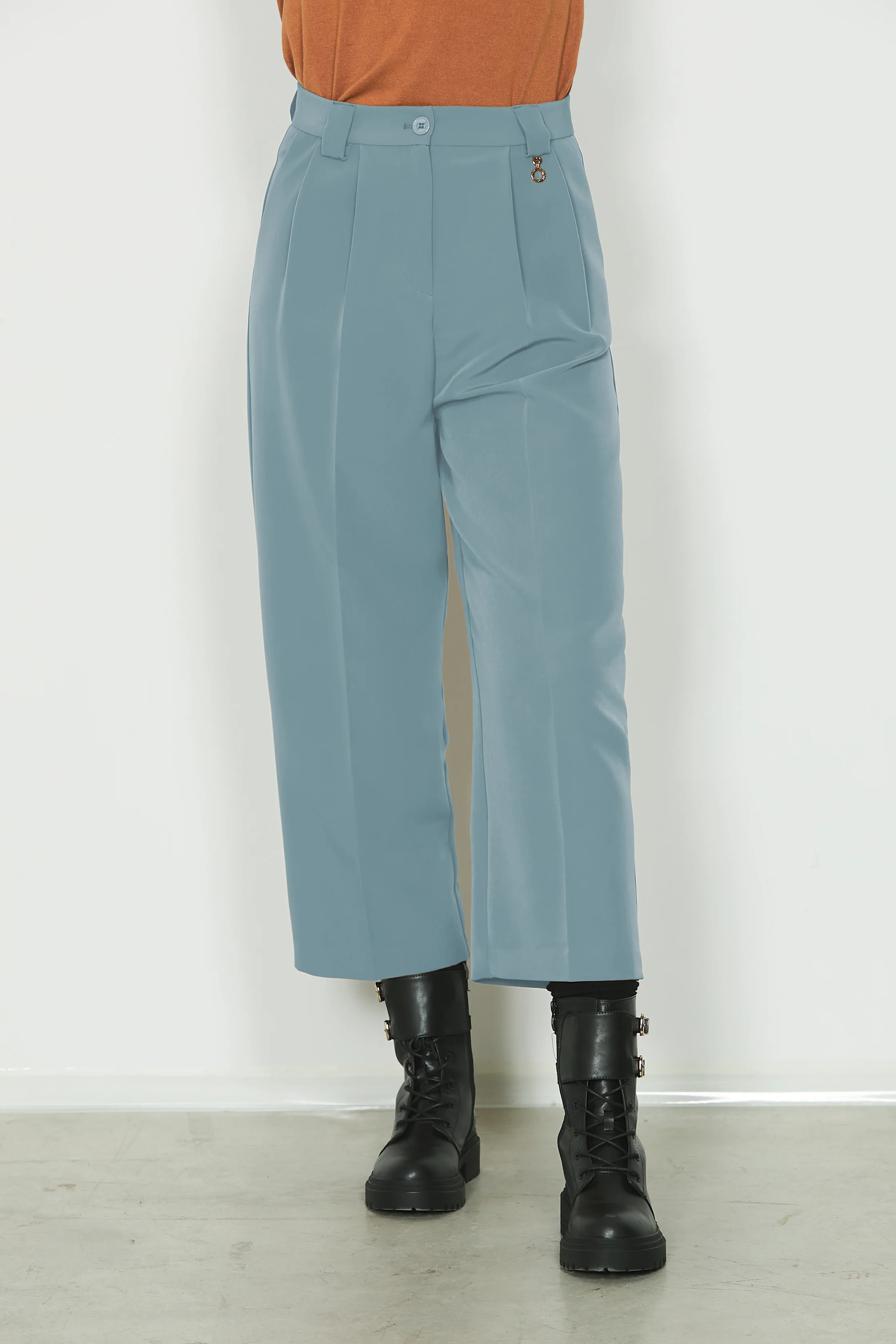 Panta INKOS_B vita alta capri con pinces più tasche francesi - Image 6