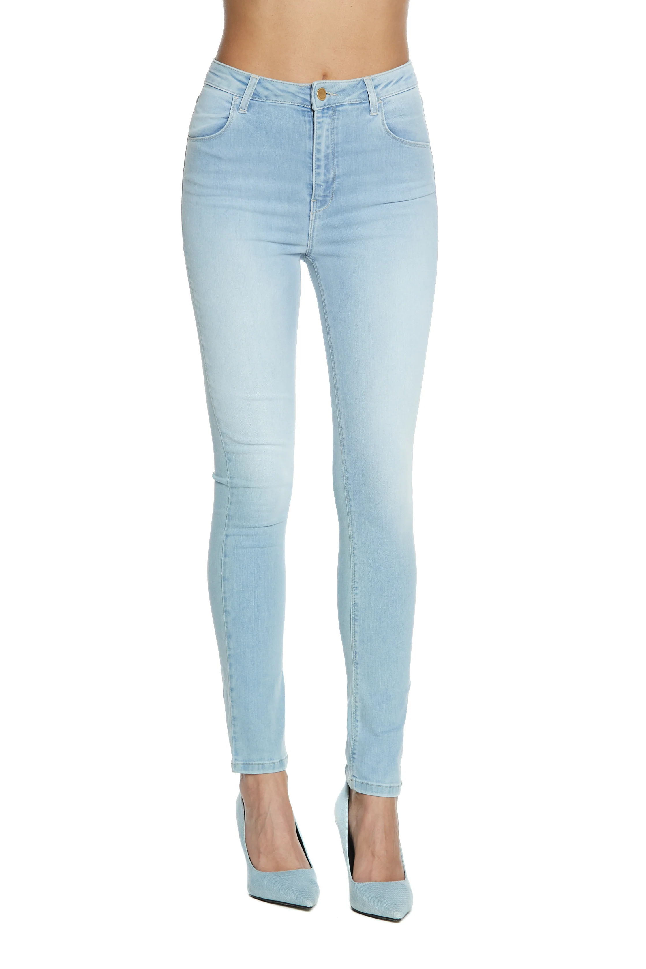 Panta KATE_2 vita alta 4tasche slim fit denim blue