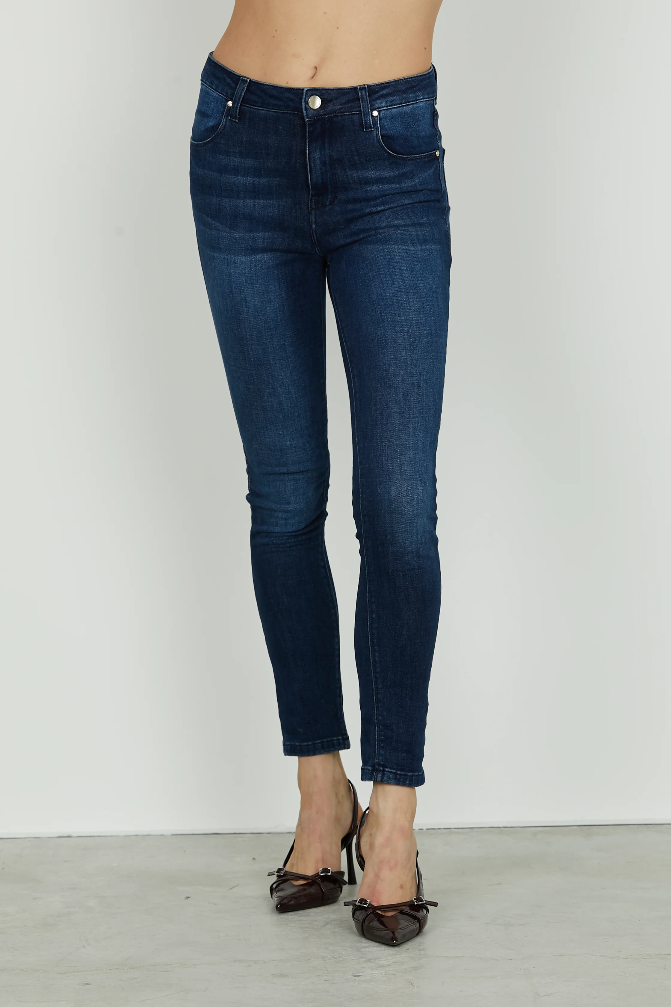 Panta KATE_24 vita alta 5 tasche slim fit denim blue