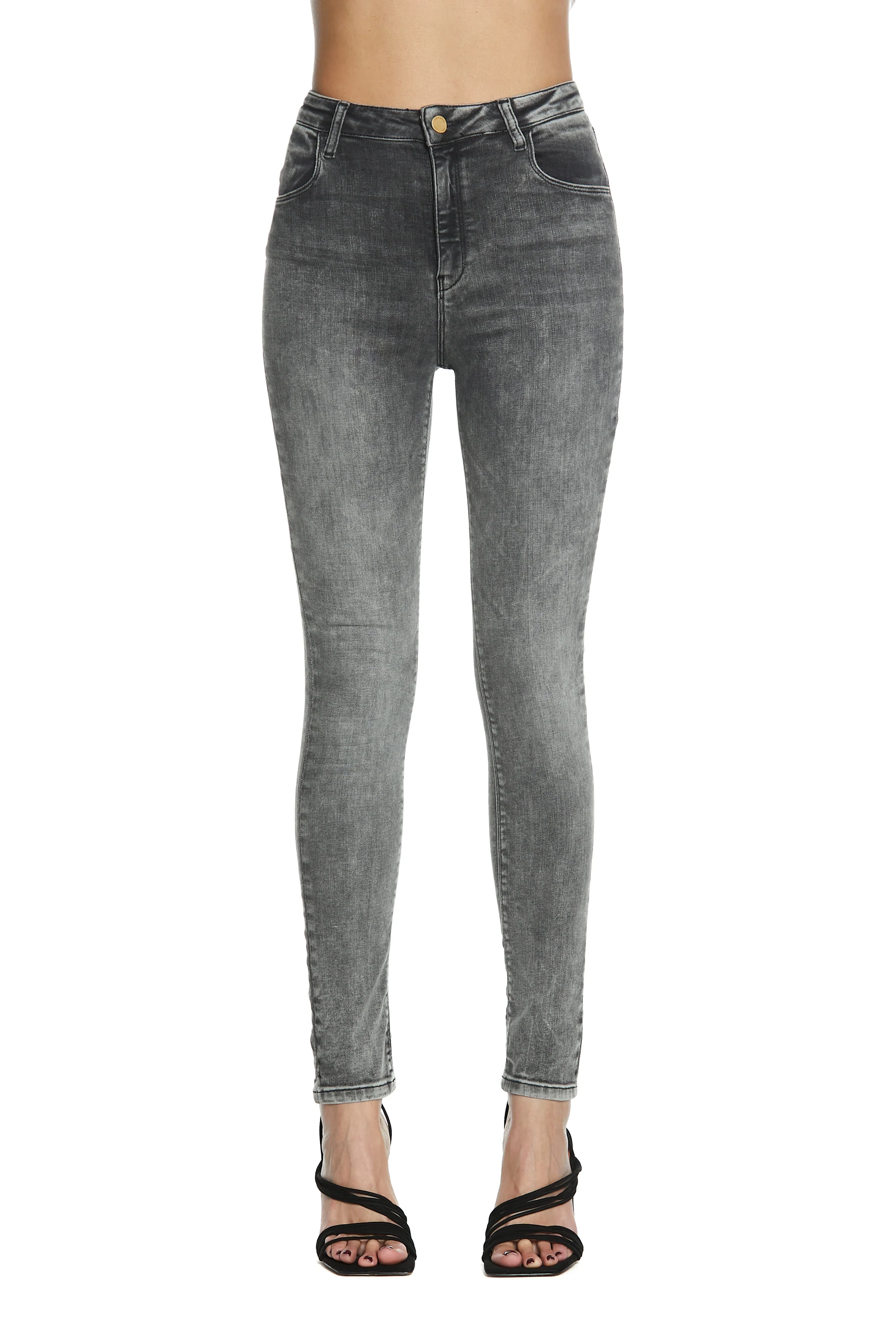 Panta KATE_3 vita alta 4 tasche slim fit denim black - Image 2