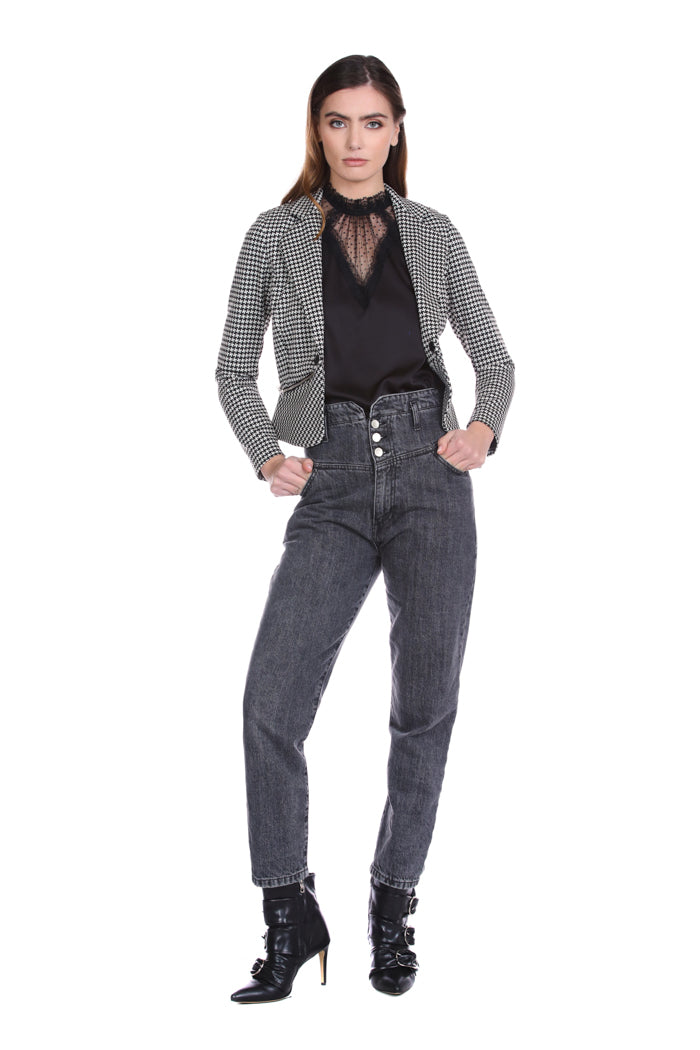 Jeans MILAS vita alta con bustino smoking più 4 ts denim black - Image 5