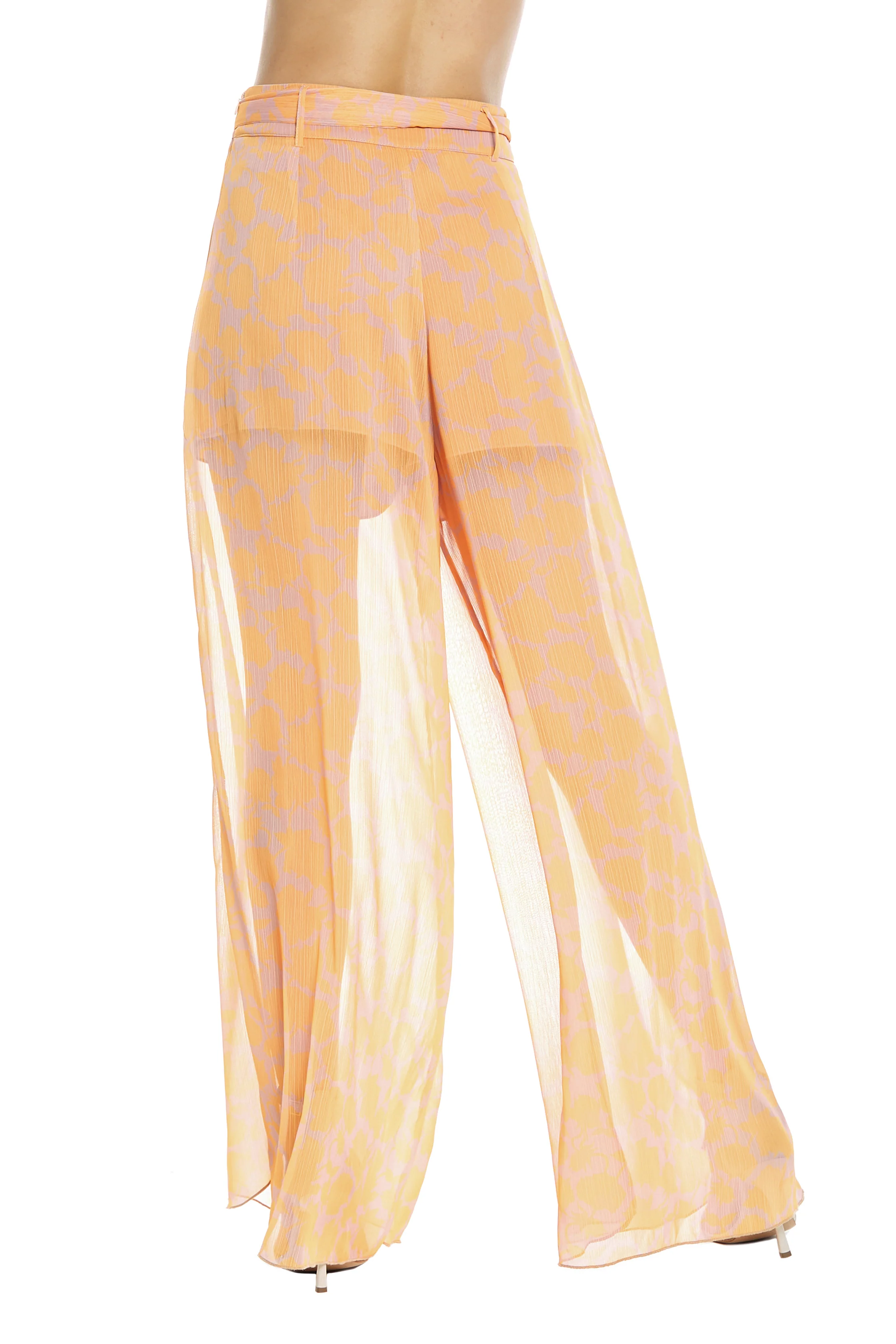 Panta MUREST vita alta gamba ampia con cintura fantasia fiori - Image 4