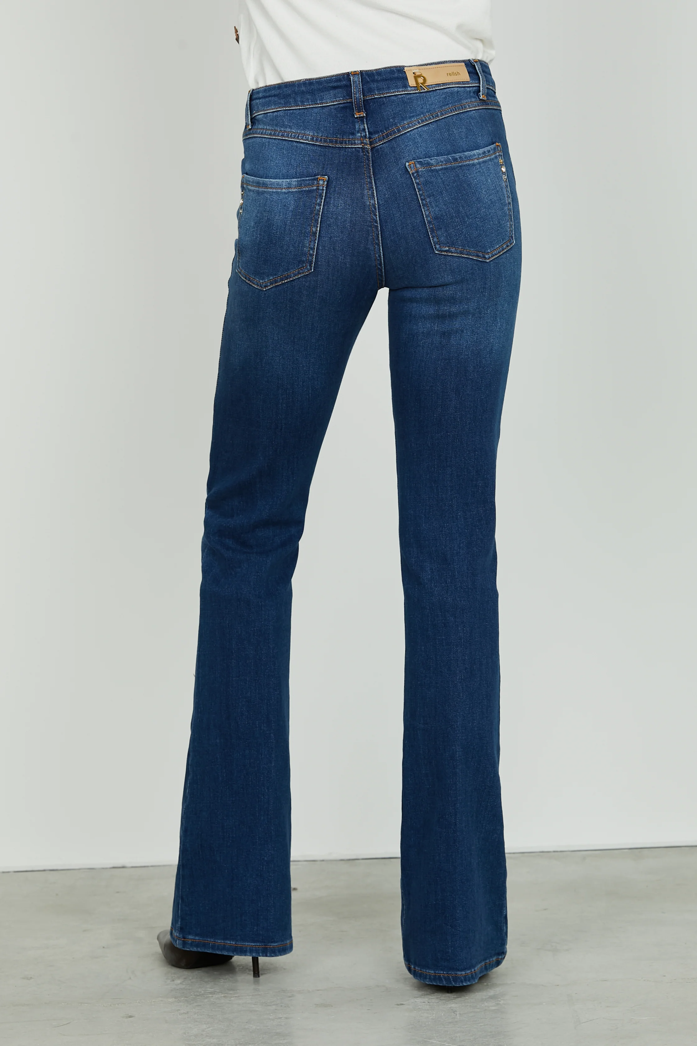 Panta SCHIFFER_28 vita media 5 tasche flaire fit denim blue - Image 4