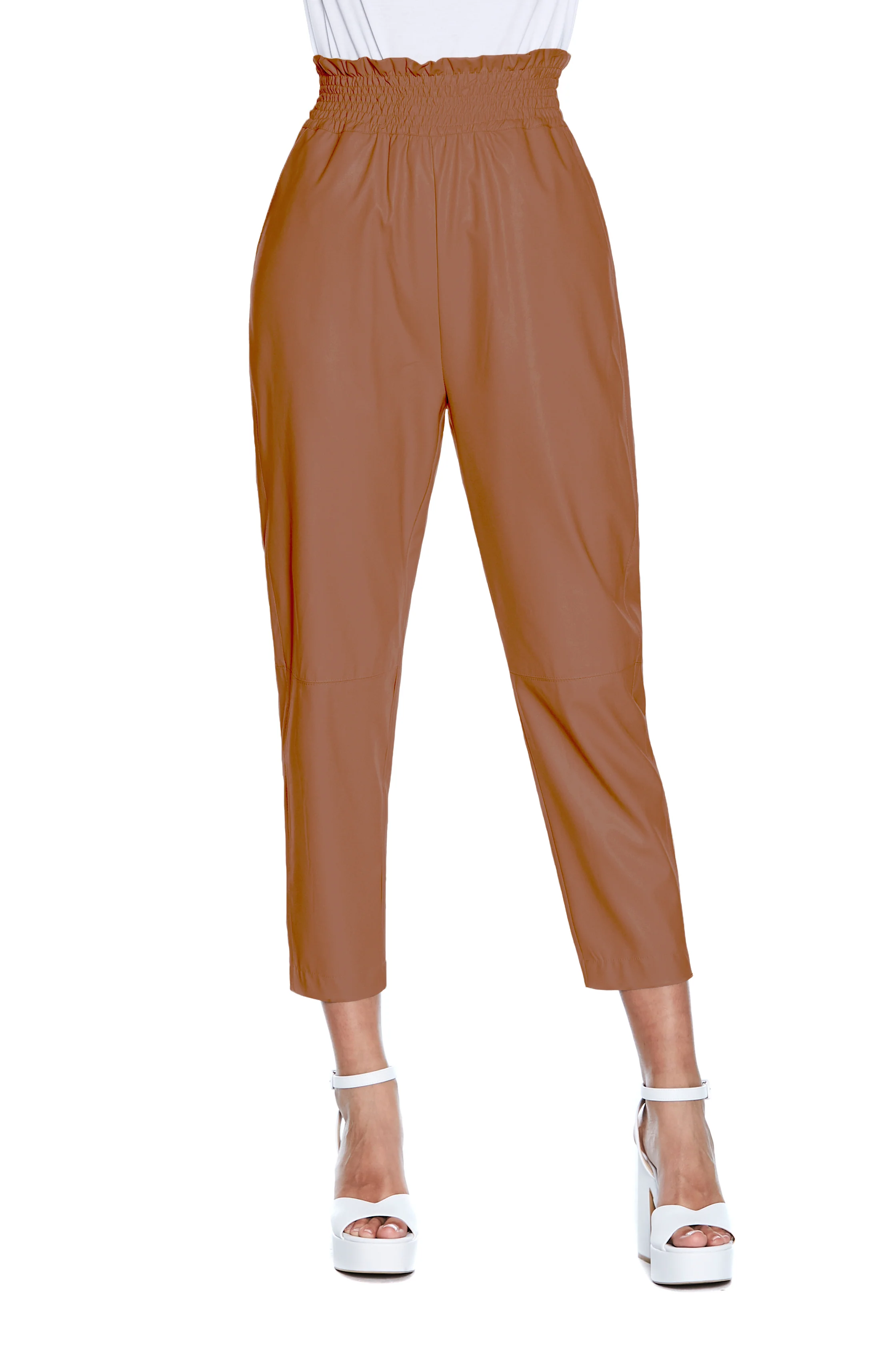 Panta SOGGU vita alta con punto smock più tasche ecopelle - Image 3