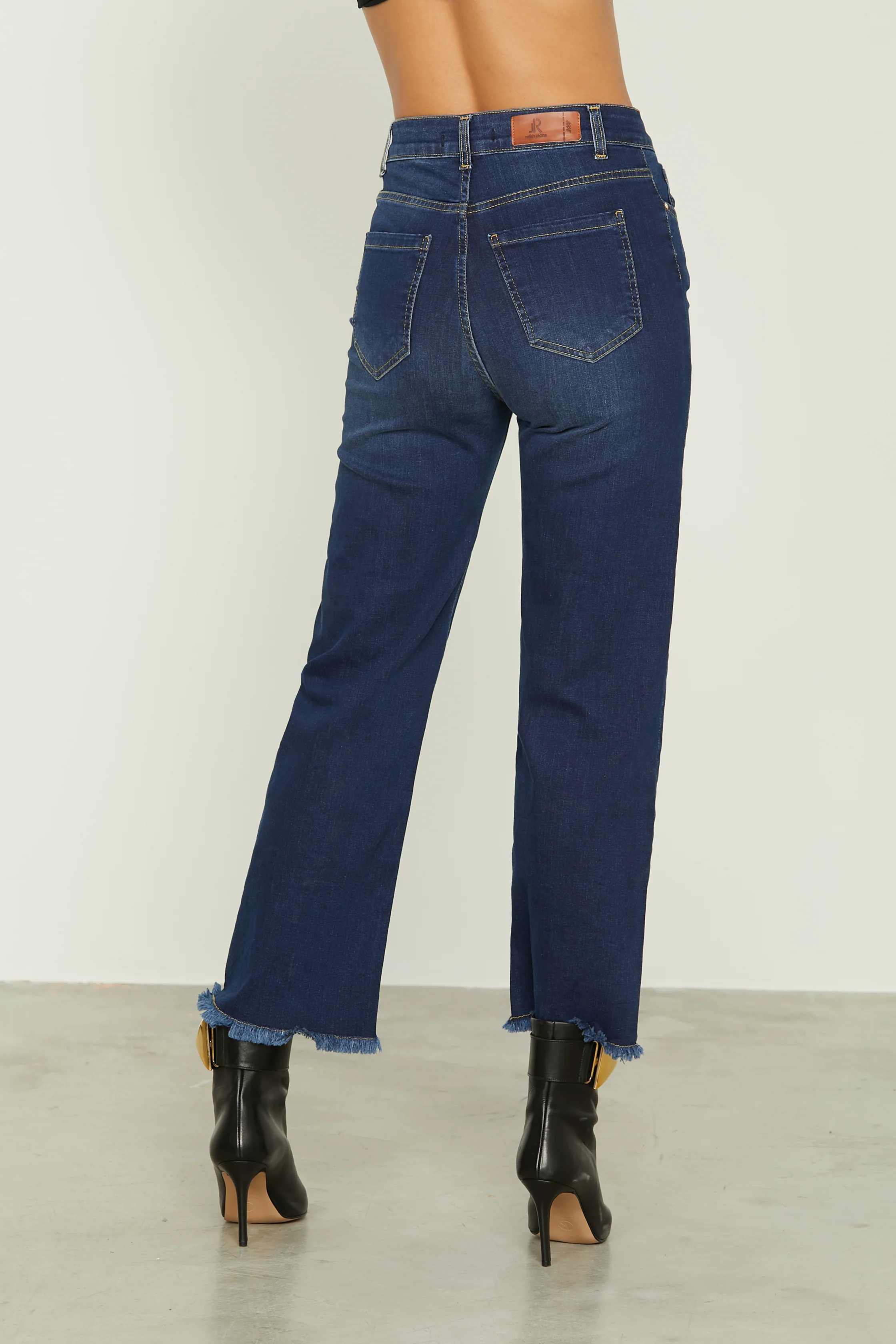 Jeans VICL vita alta crop 5 tasche sfrangiato denim - Image 3