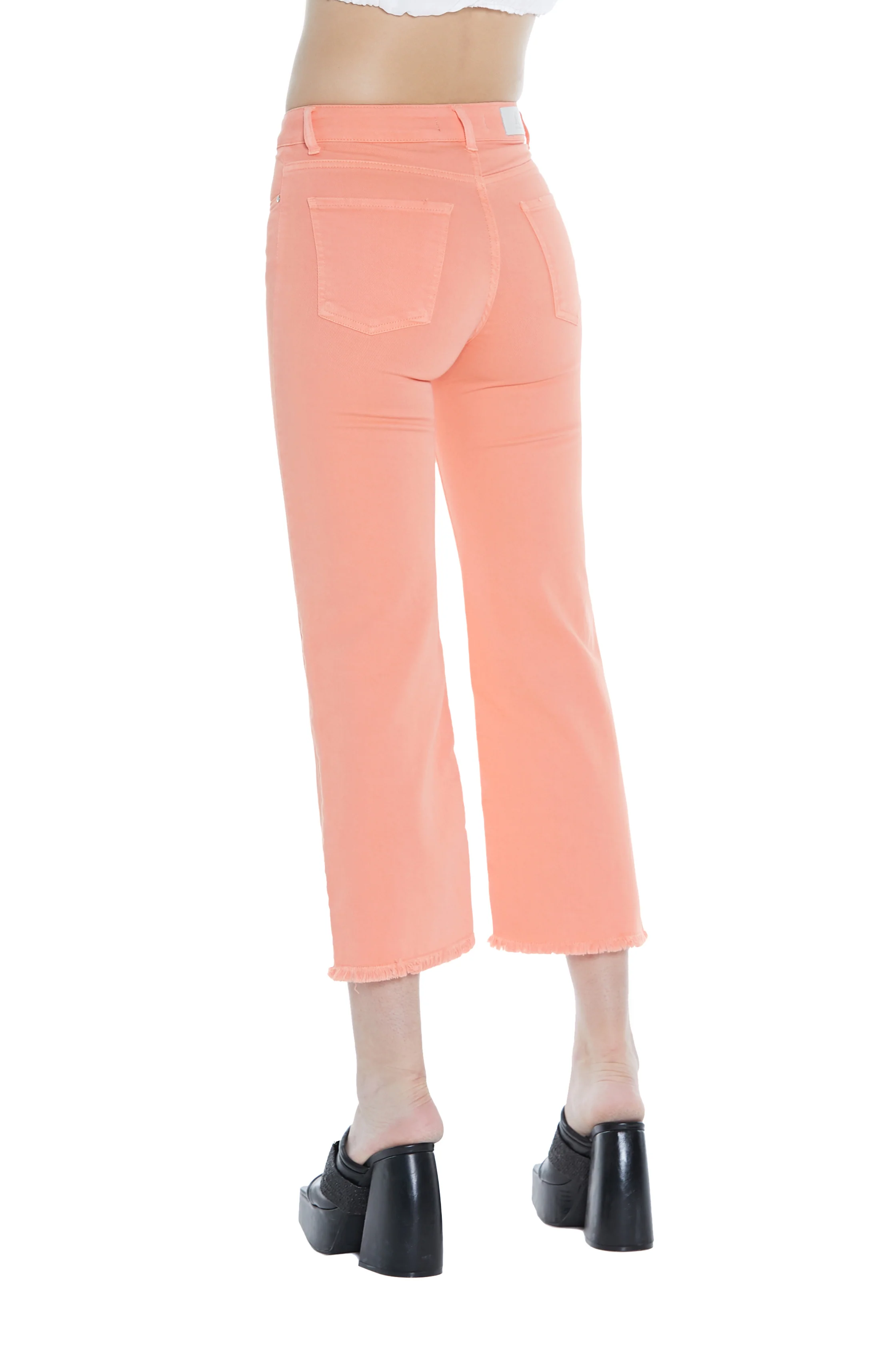 Pantalone VICL vita alta crop 5 tasche sfrangiato drill - Image 7