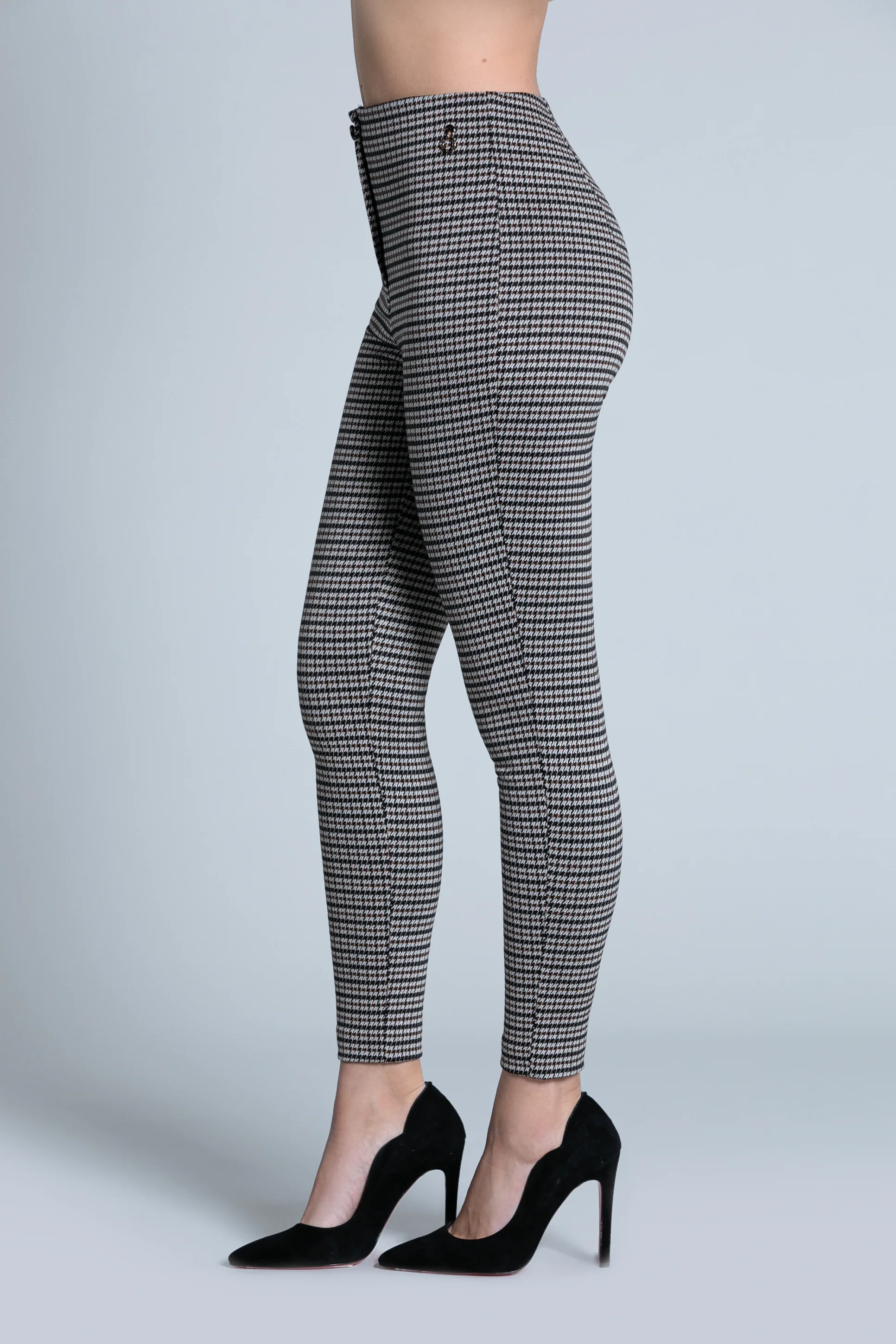Pantalone AUGR vita alta senza cinturino con bottoni pie de poule - Image 3
