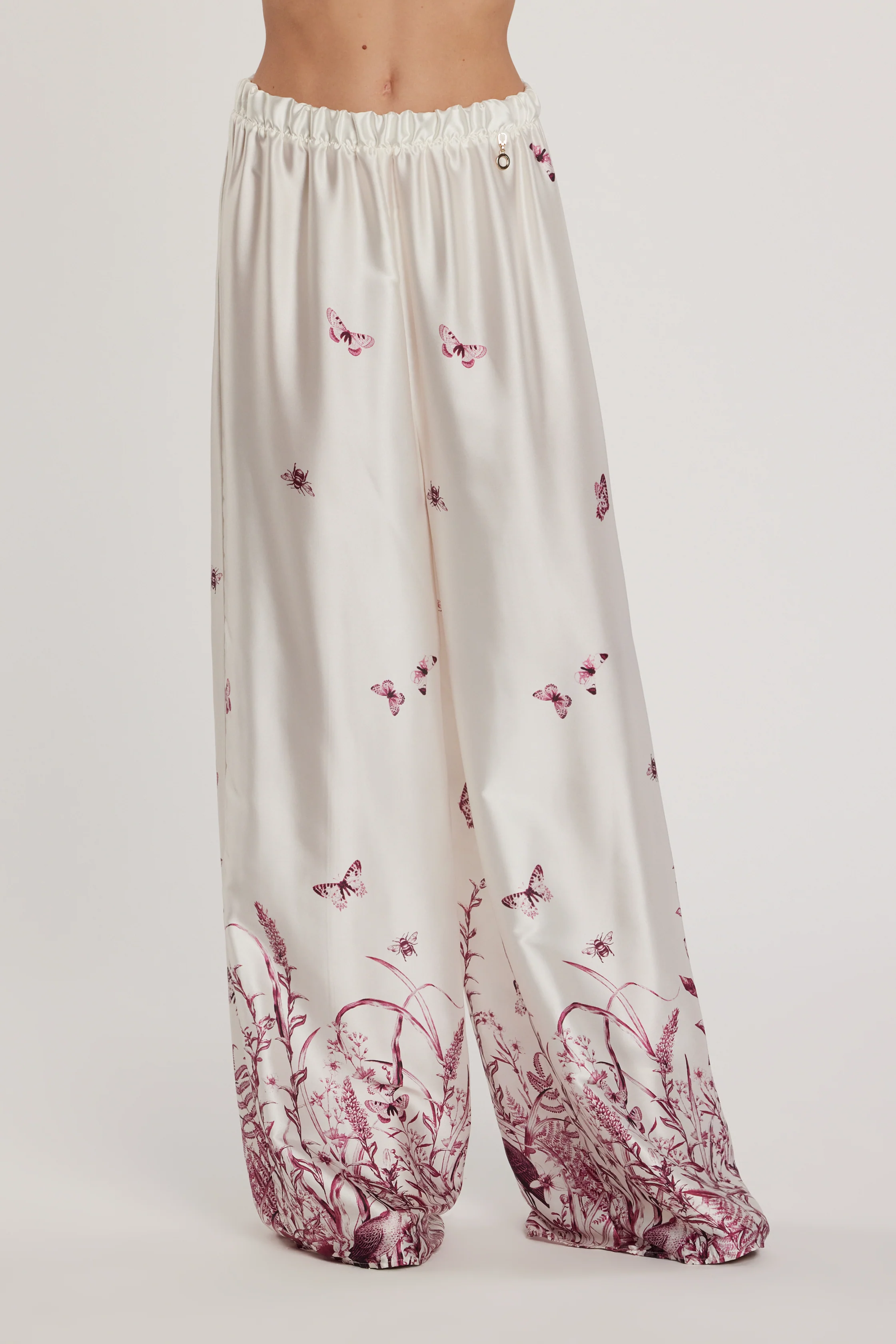 Pantalone BADAS vita alta con elastico palazzo fantasia butterfly - Image 2