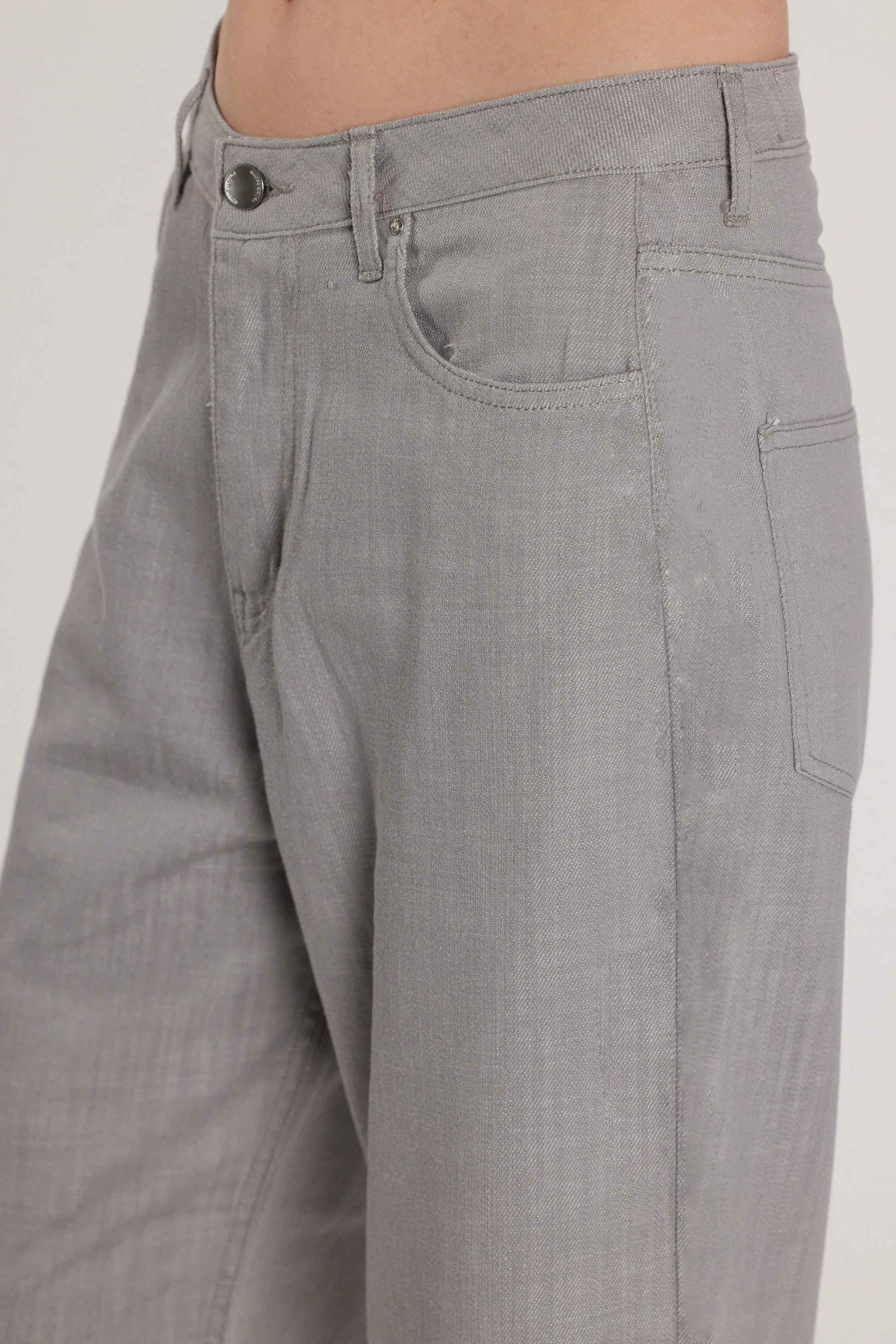 Pantalone CARLA_32_SNZ vita media cinque tasche baggy fit grey cotton - Image 4