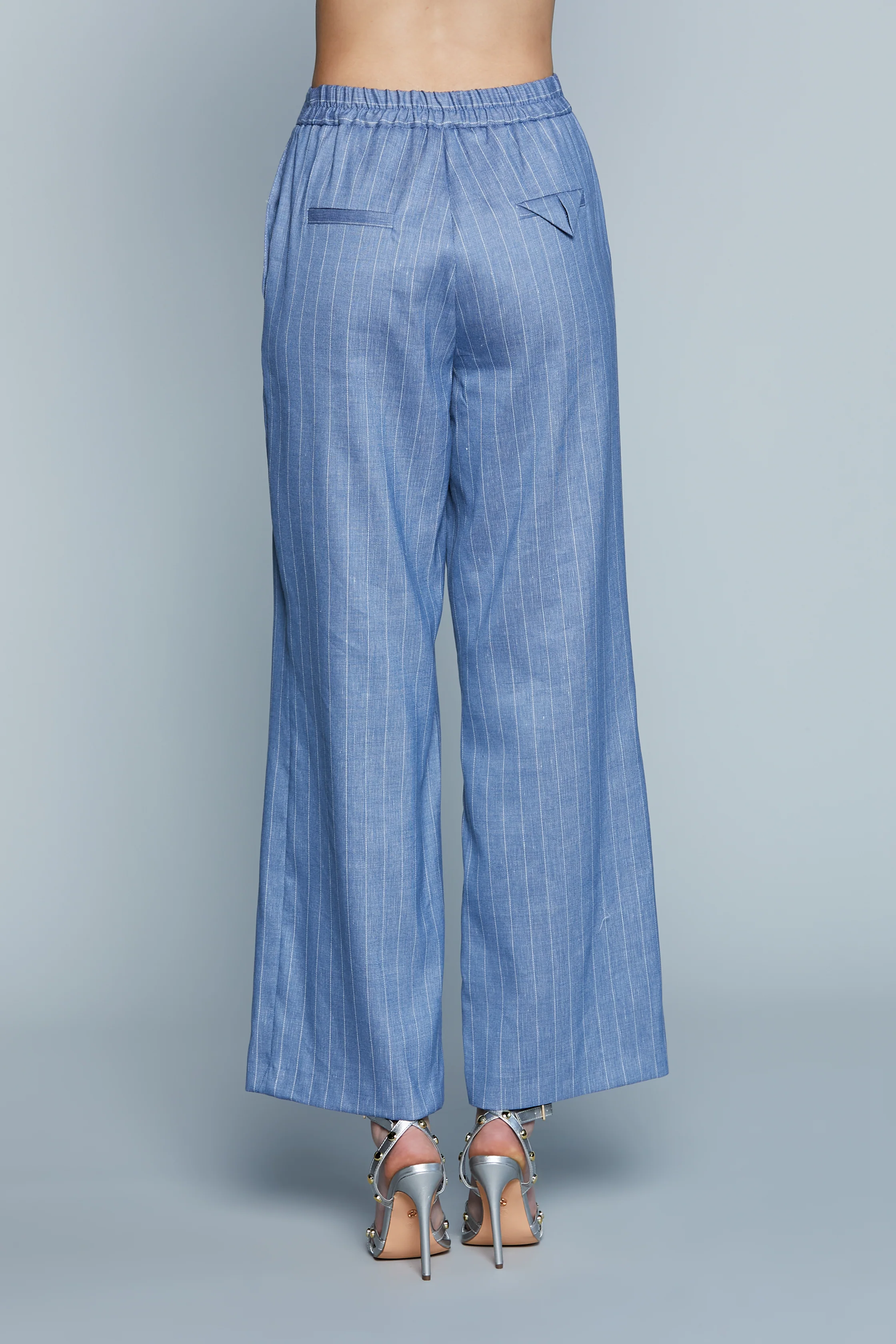 Pantalone CASTELLA Vita Alta con Elastico più Ts Francesi Gessato - Image 4