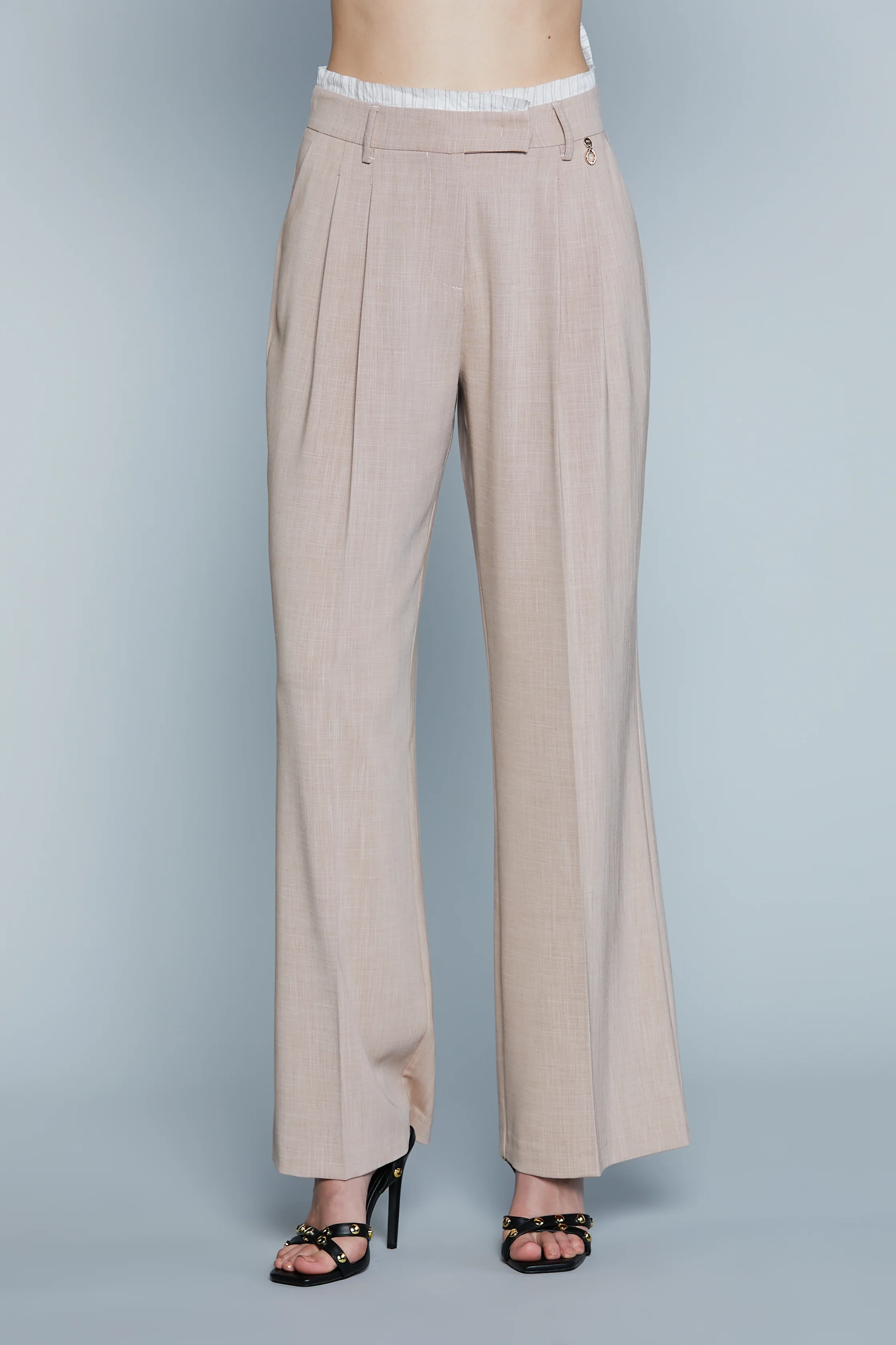 Pantalone CIUDAD Vita Alta con Pinces più Tasche più Orlo A Contrasto - Image 2