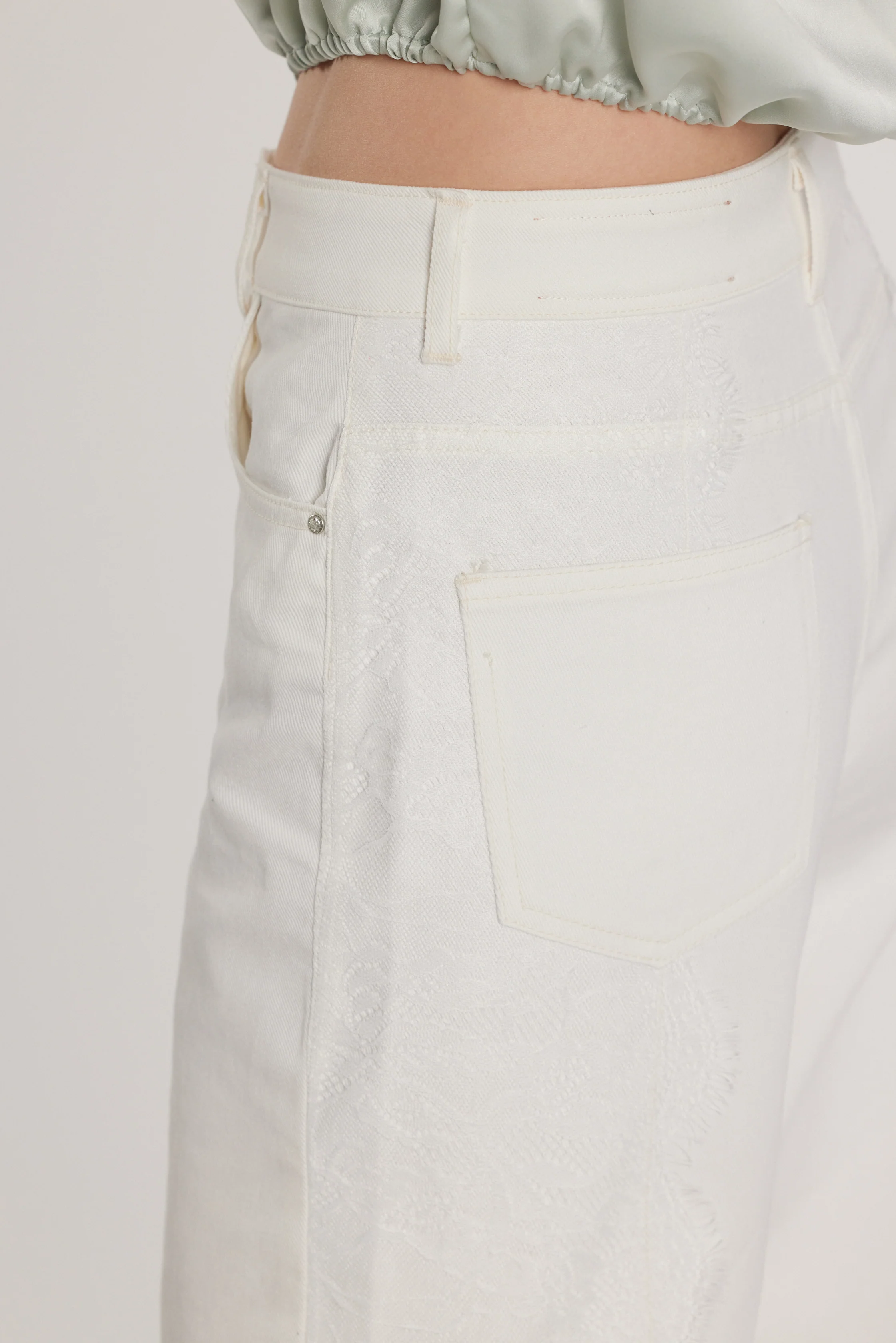 Pantalone DAKOTA_11 vita alta cinque tasche con inserti pizzo wild fit bull - Image 5