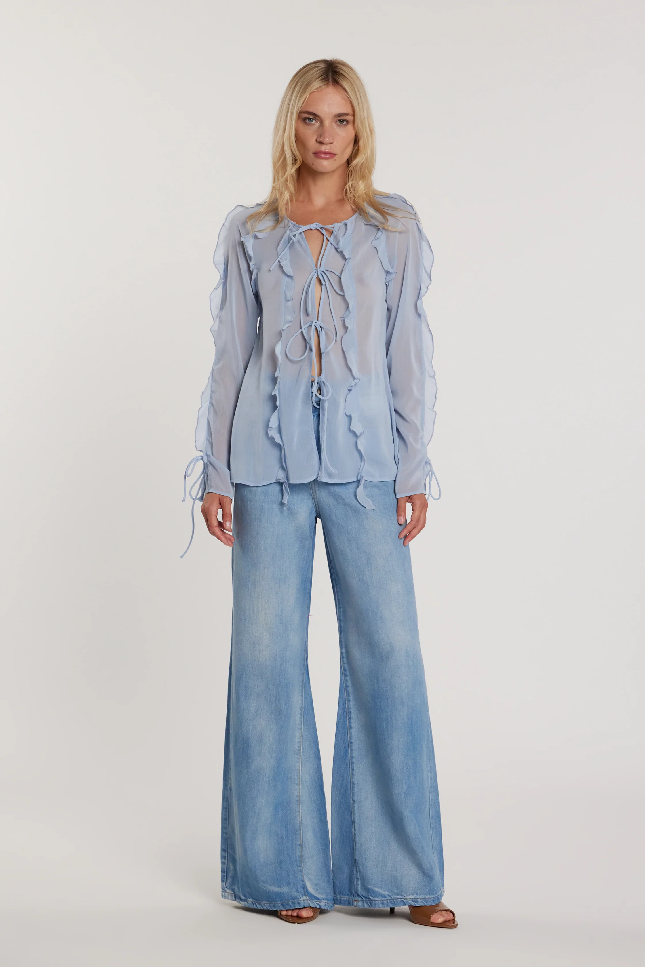 Pantalone DAKOTA_21 vita alta cinque tasche wild fit denim blu