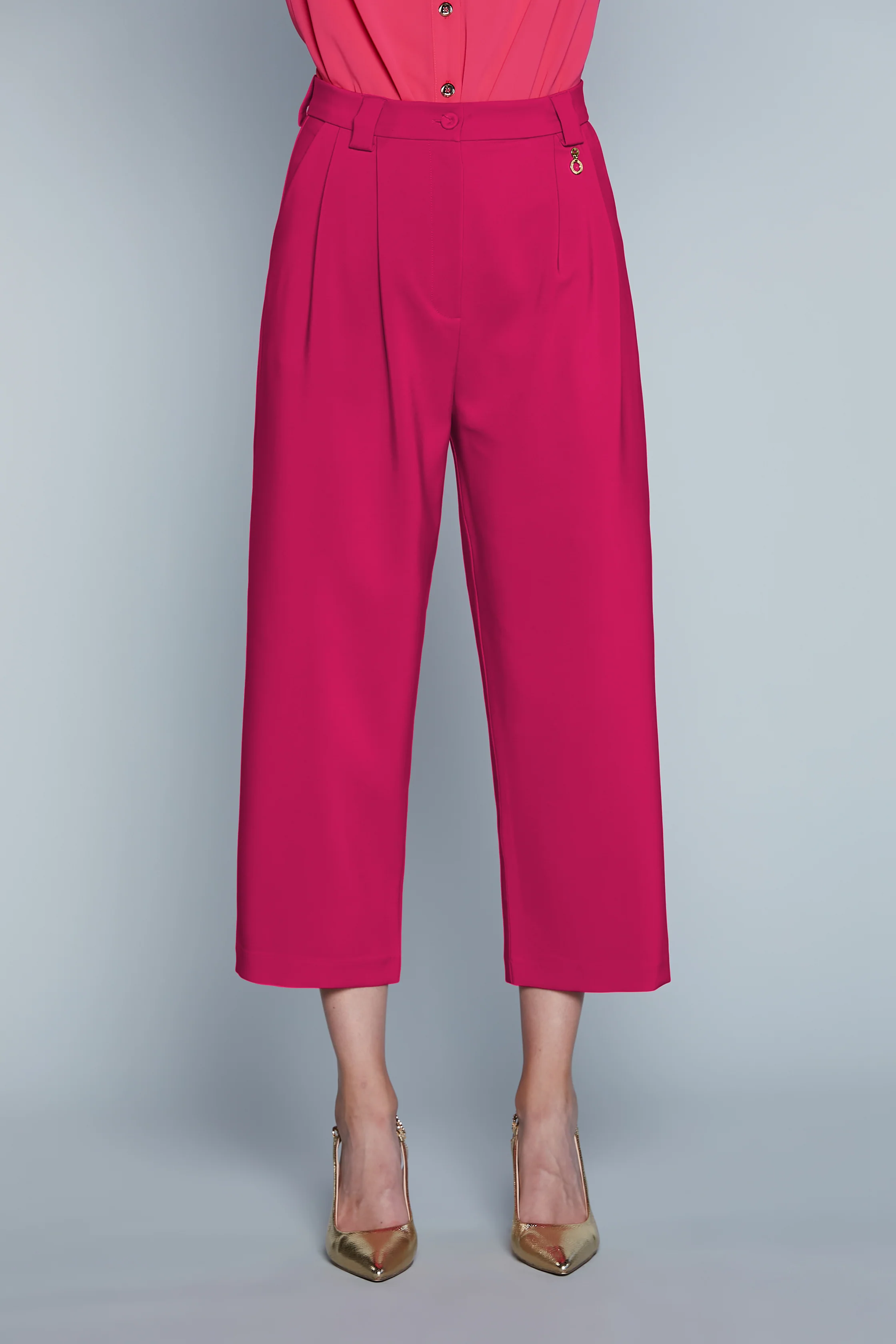 Pantalone INKOS Vita Alta Capri con Pinces più Tasche Francesi - Image 2