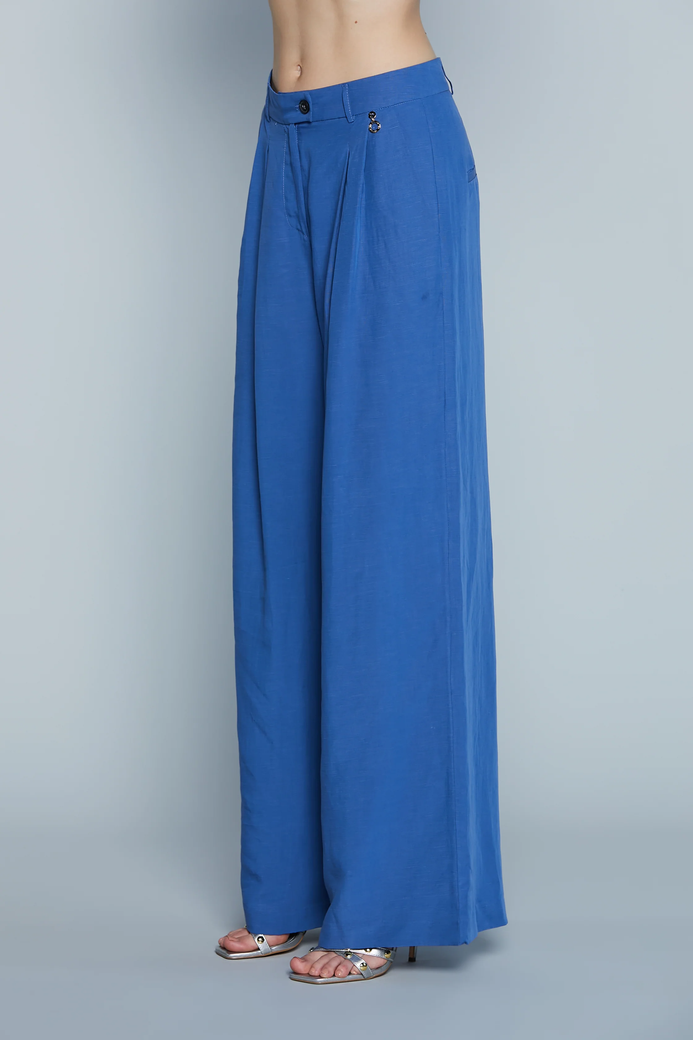 Pantalone KRIZIA_L Vita Alta Palazzo Ampio con Pinces più Ts Francesi - Image 3