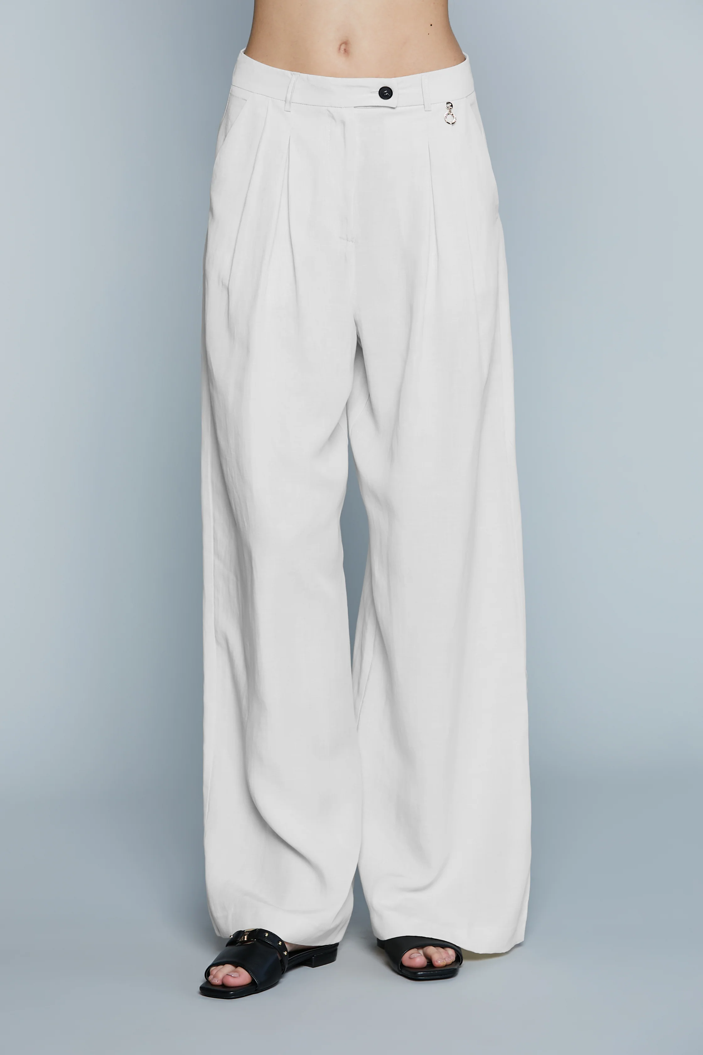 Pantalone KRIZIA_L Vita Alta Palazzo Ampio con Pinces più Ts Francesi - Image 6