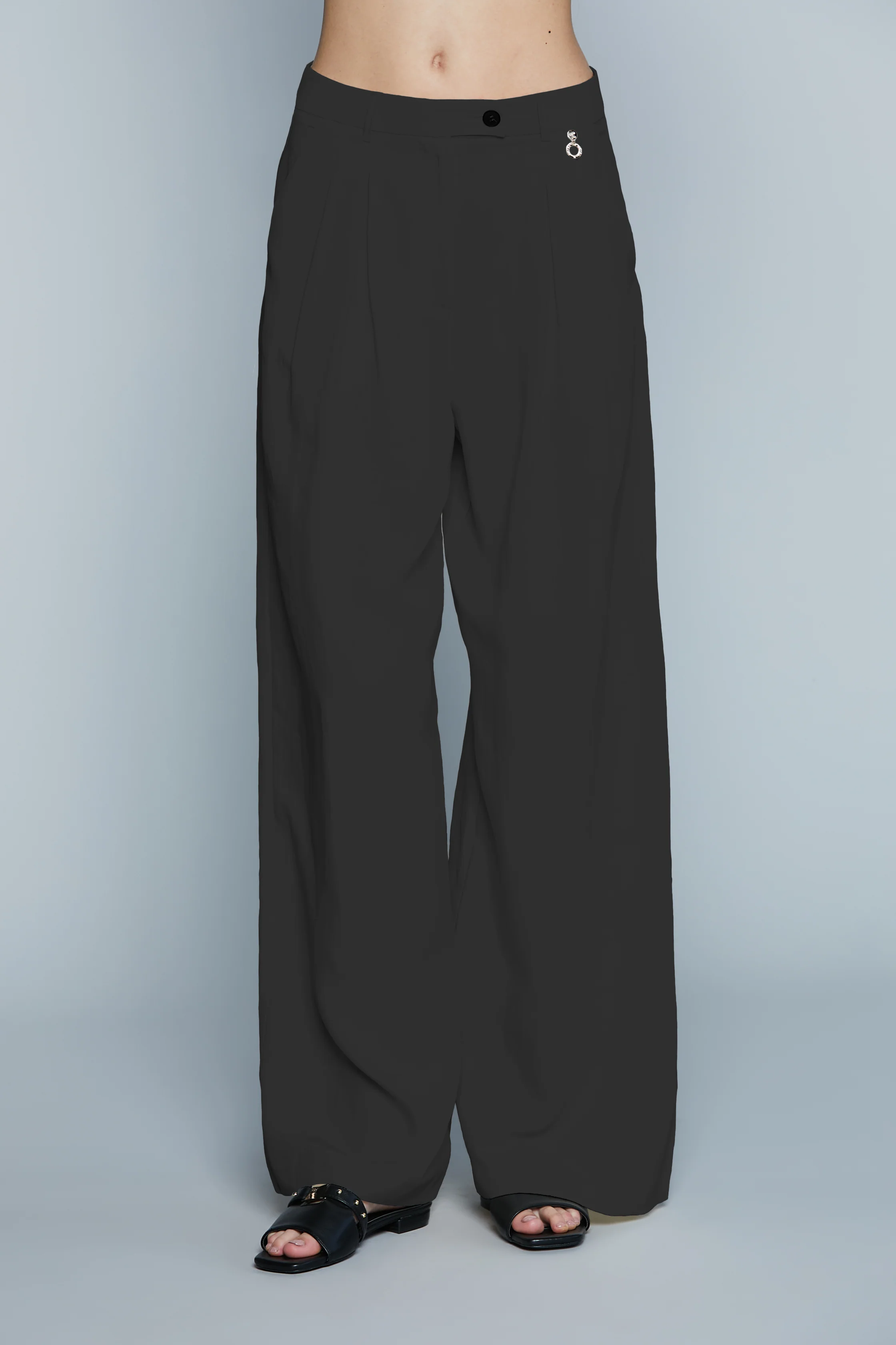 Pantalone KRIZIA_L Vita Alta Palazzo Ampio con Pinces più Ts Francesi - Image 7