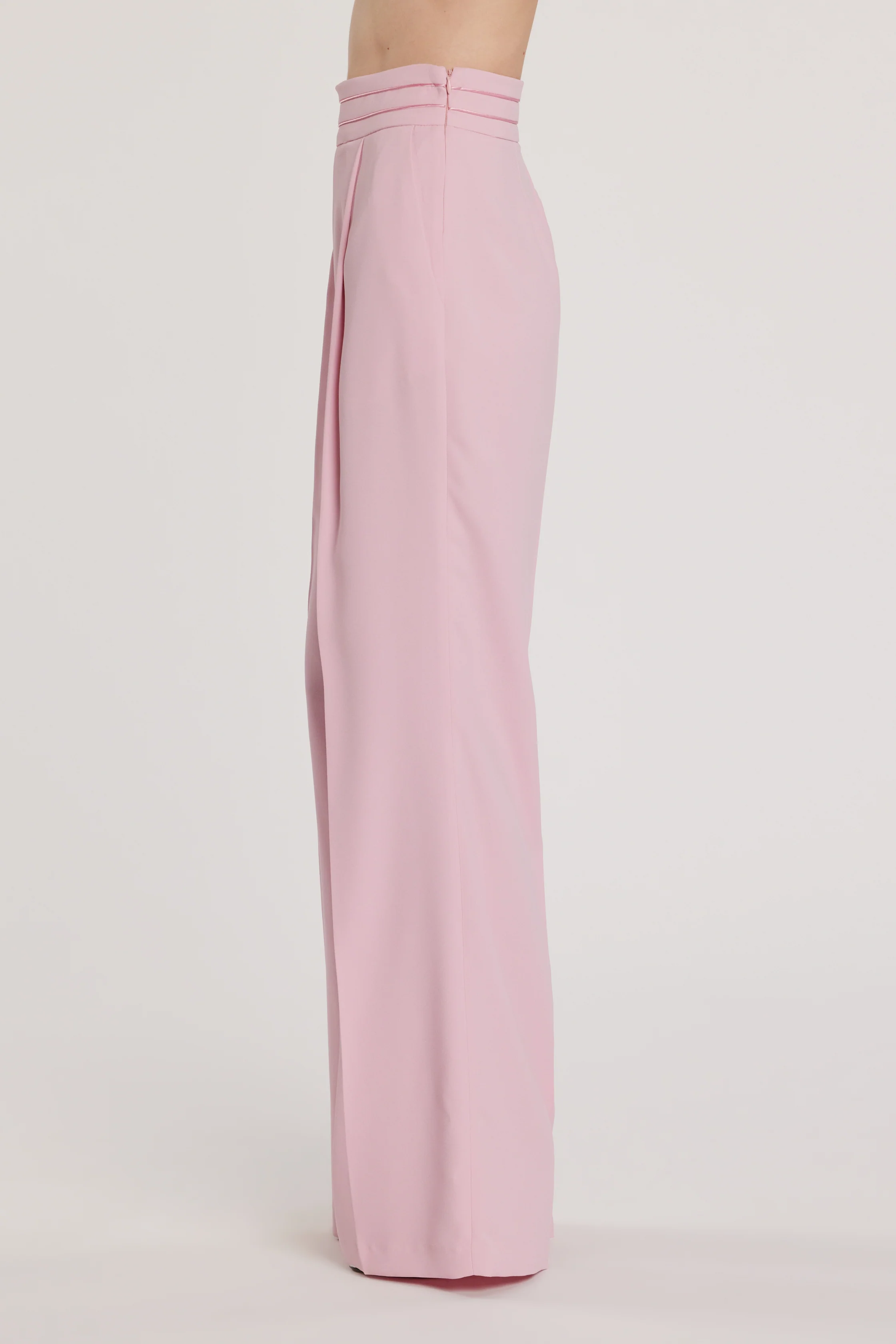 Pantalone MORITA vita alta con pinces più piping largo - Image 3