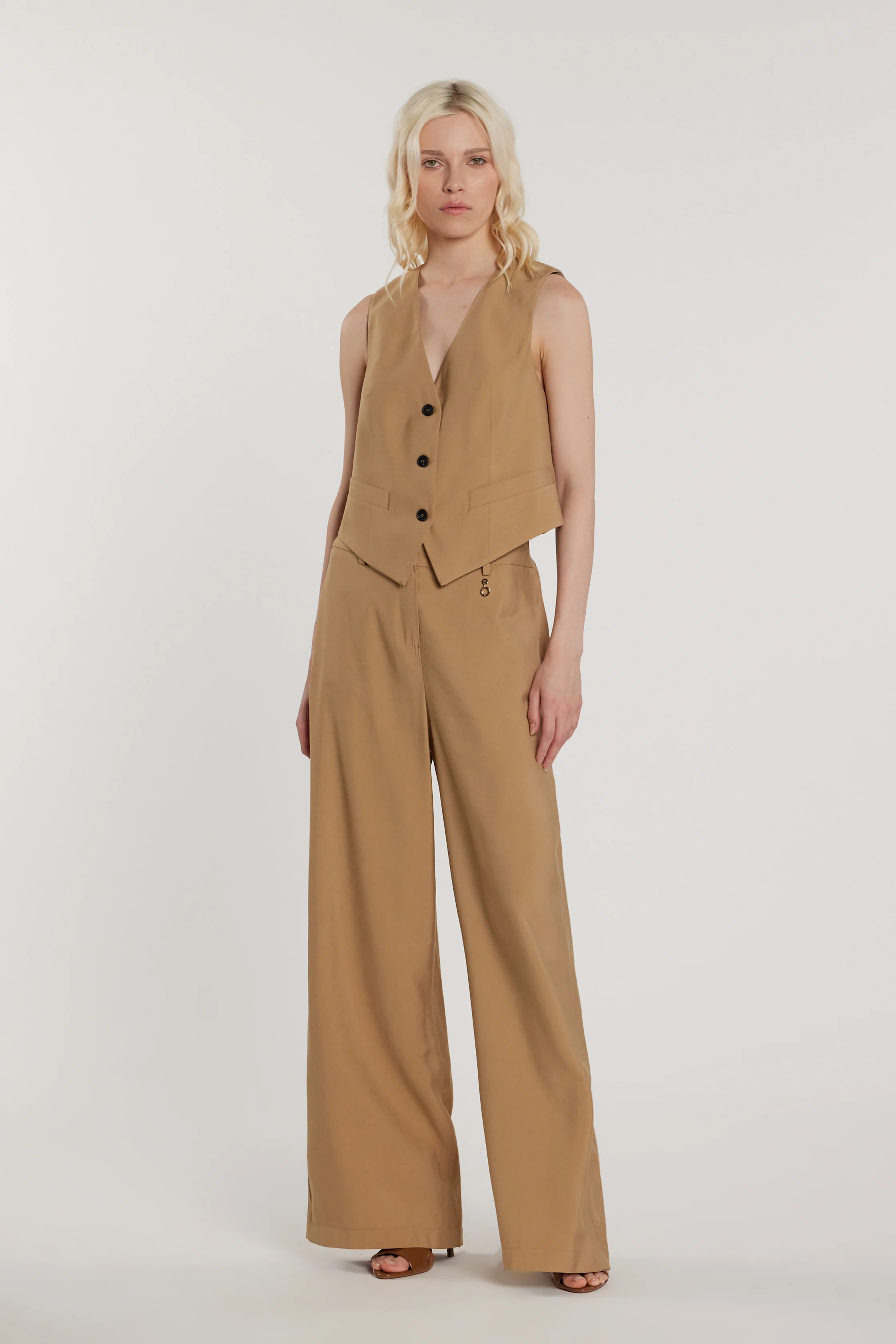Pantalone PREZIOSA_P vita alta palazzo con cintura più tasche francesi più filetto - Image 5