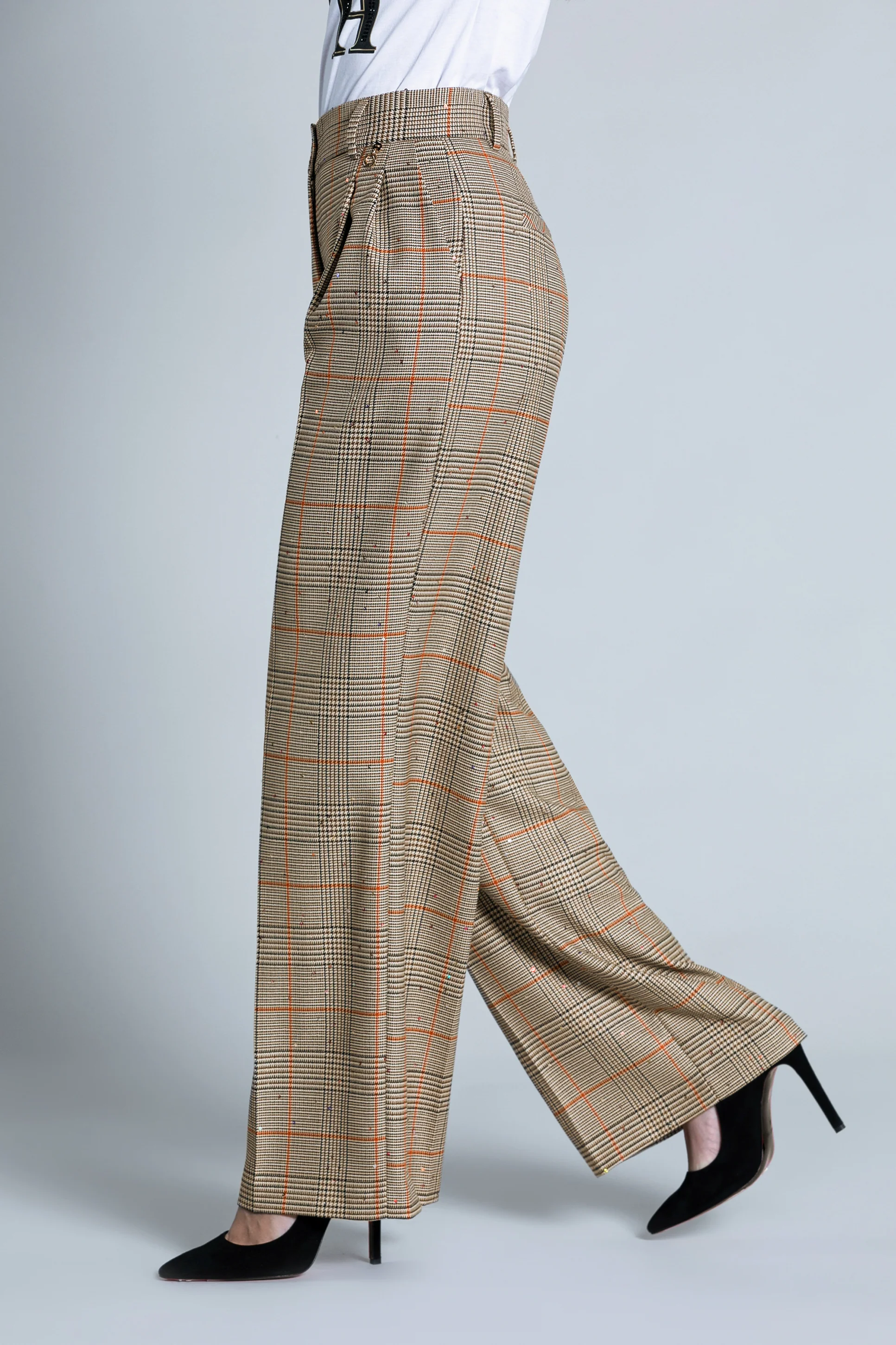 Pantalone PRYTTU vita alta palazzo con pinces più ts francesi più fil.pie de p. più paill. - Image 3