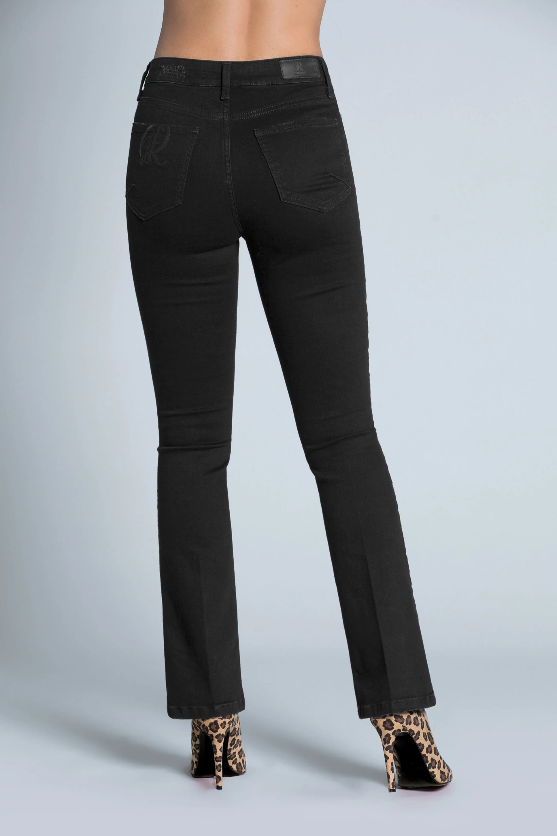 Jeans STARF_B vita alta 5 ts con ricamo logo più abrasioni cint. black denim - Image 3