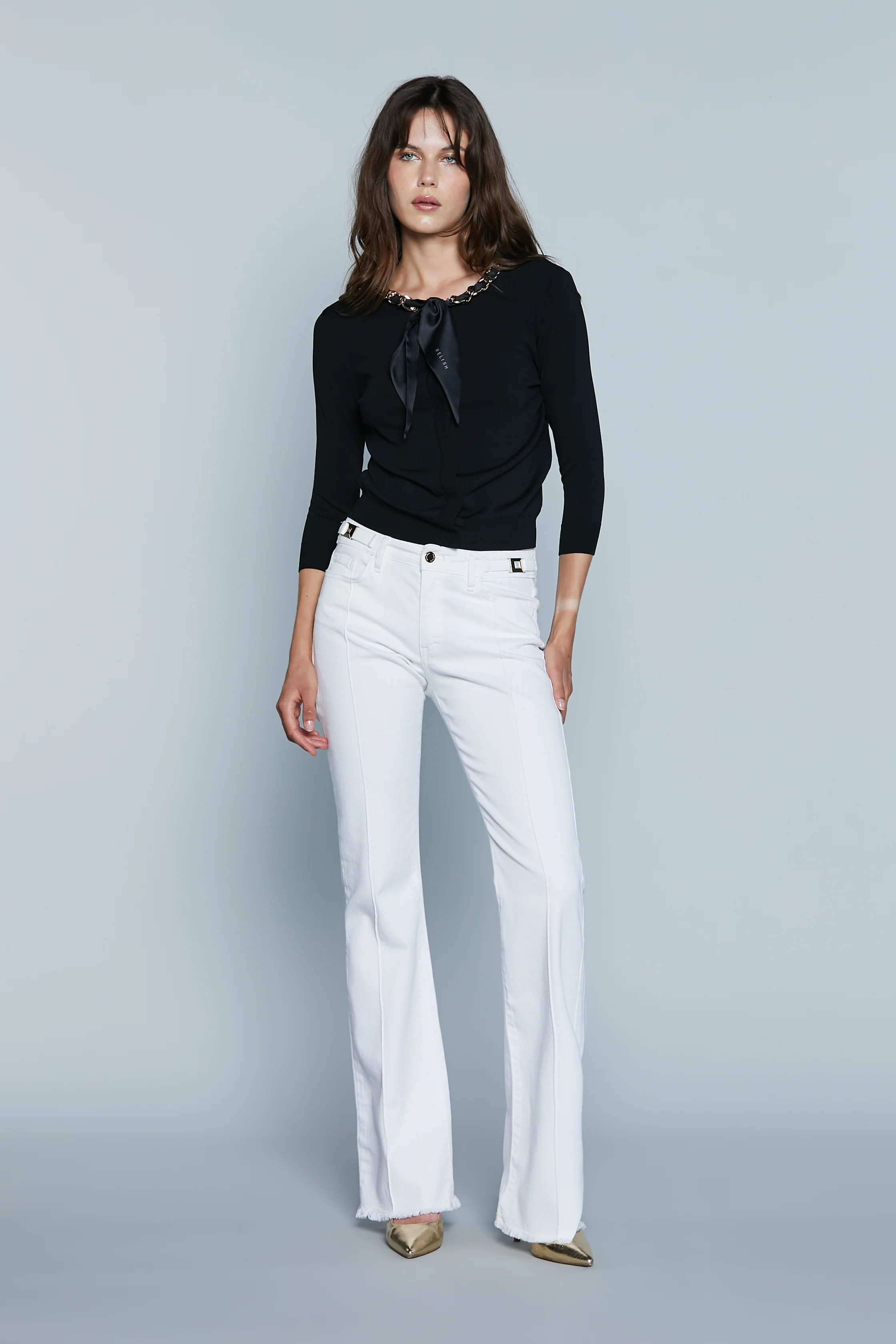 Pantalone STUDDYS Vita Alta 5 Ts con Cinturini più Fibbie Logo più Impunture