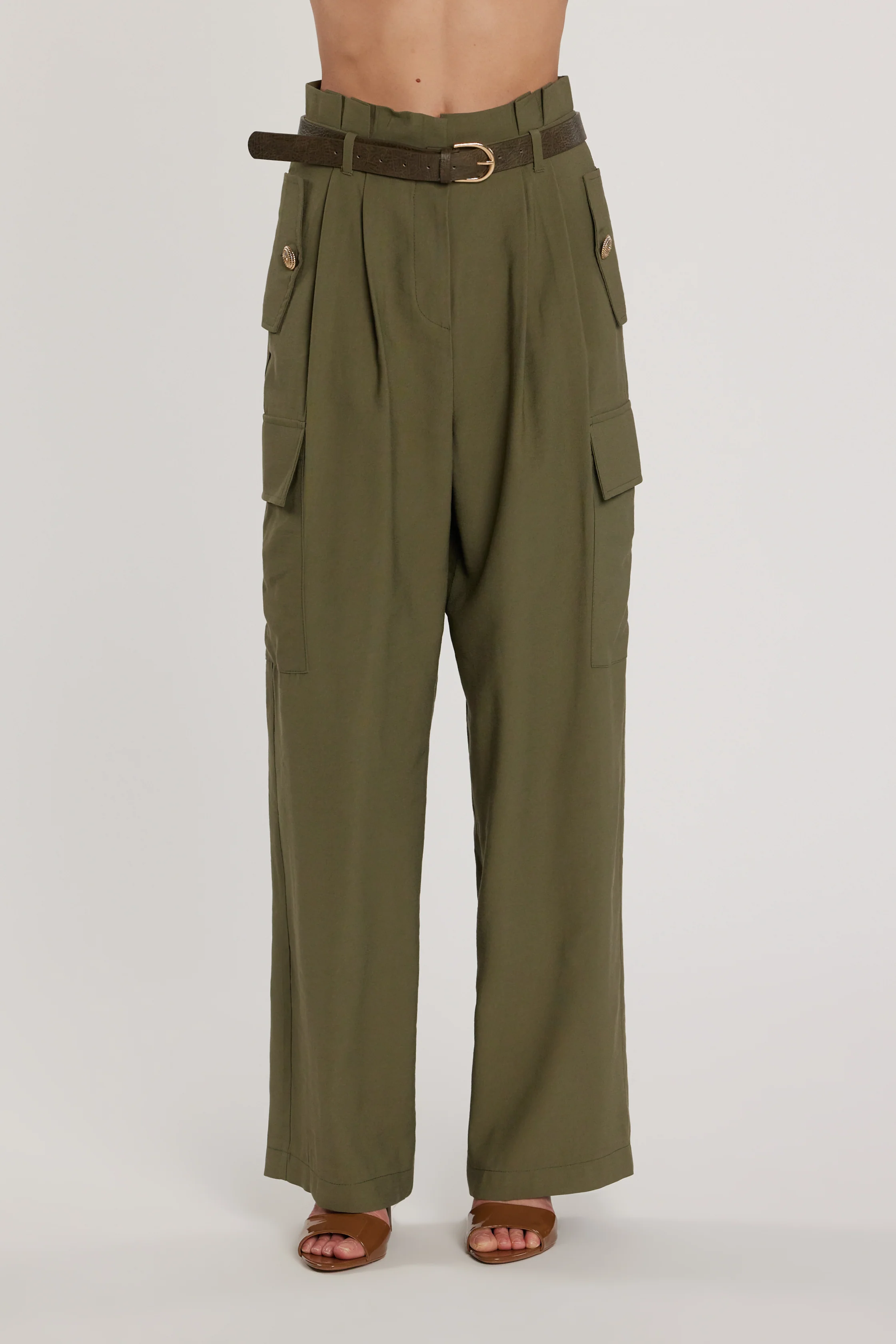 Pantalone TECTION vita alta con patte più tasconi più cintura - Image 2