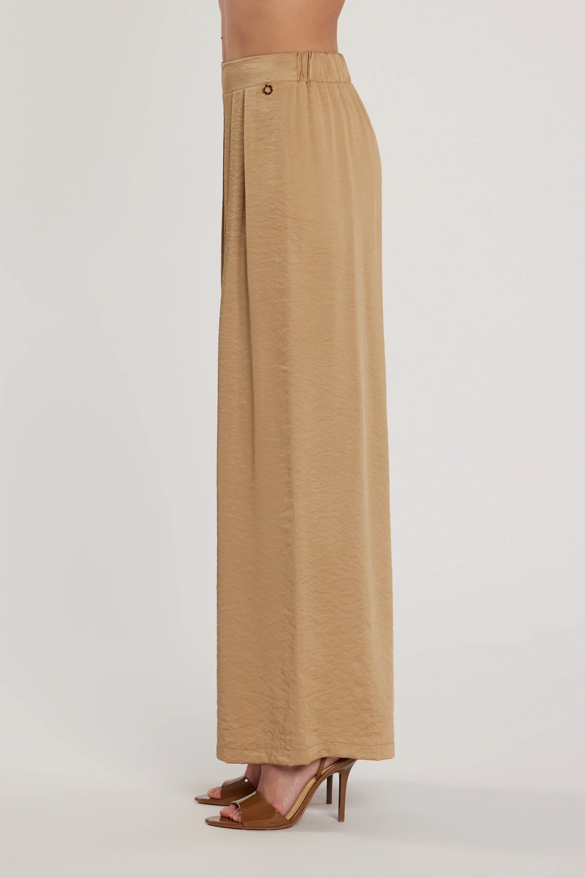 Pantalone TRINCA vita alta palazzo con elastico più pinces - Image 3