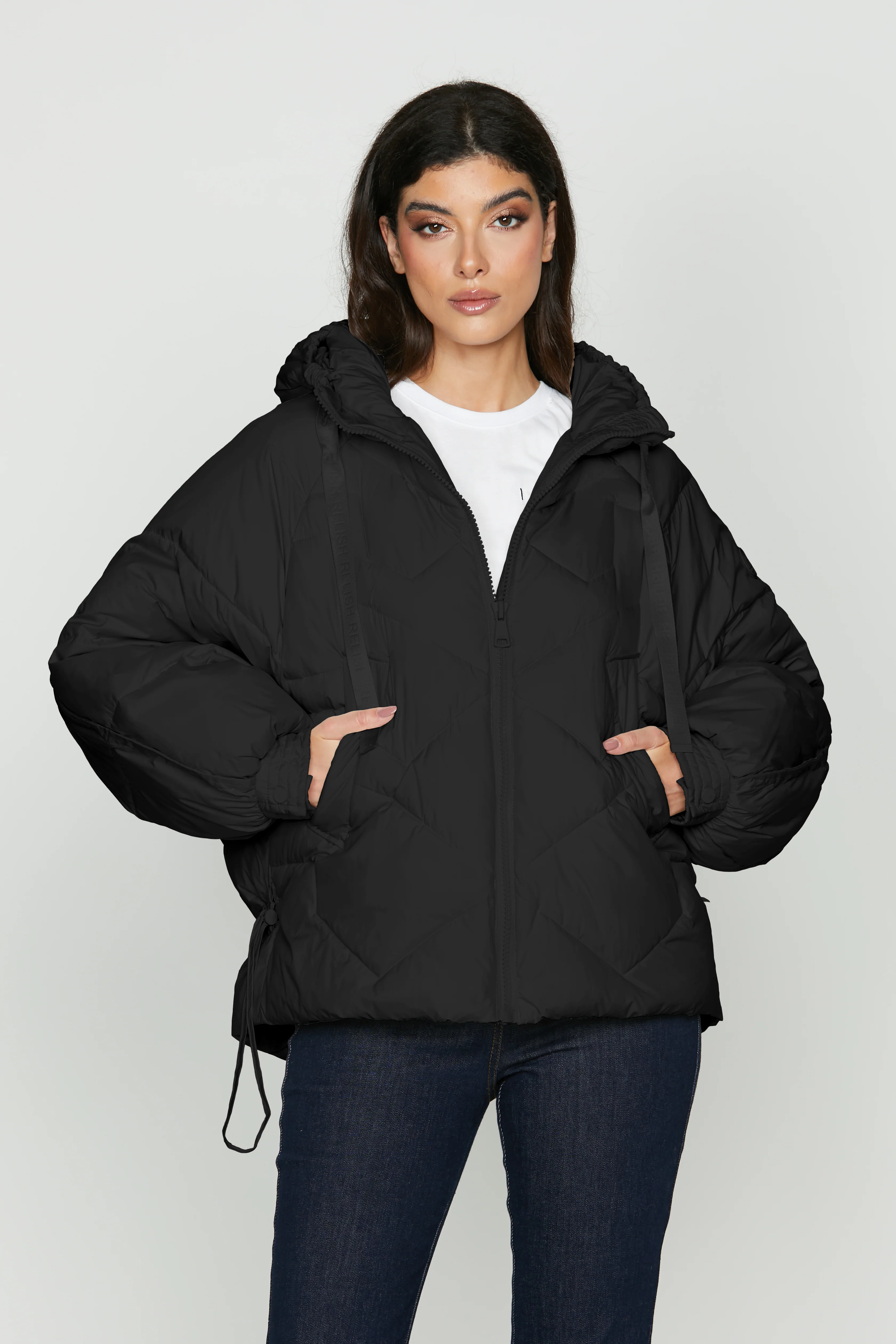 Piumino TEVARI manica lunga raglan con cappuccio più tasche più zip più coulisse - Image 6