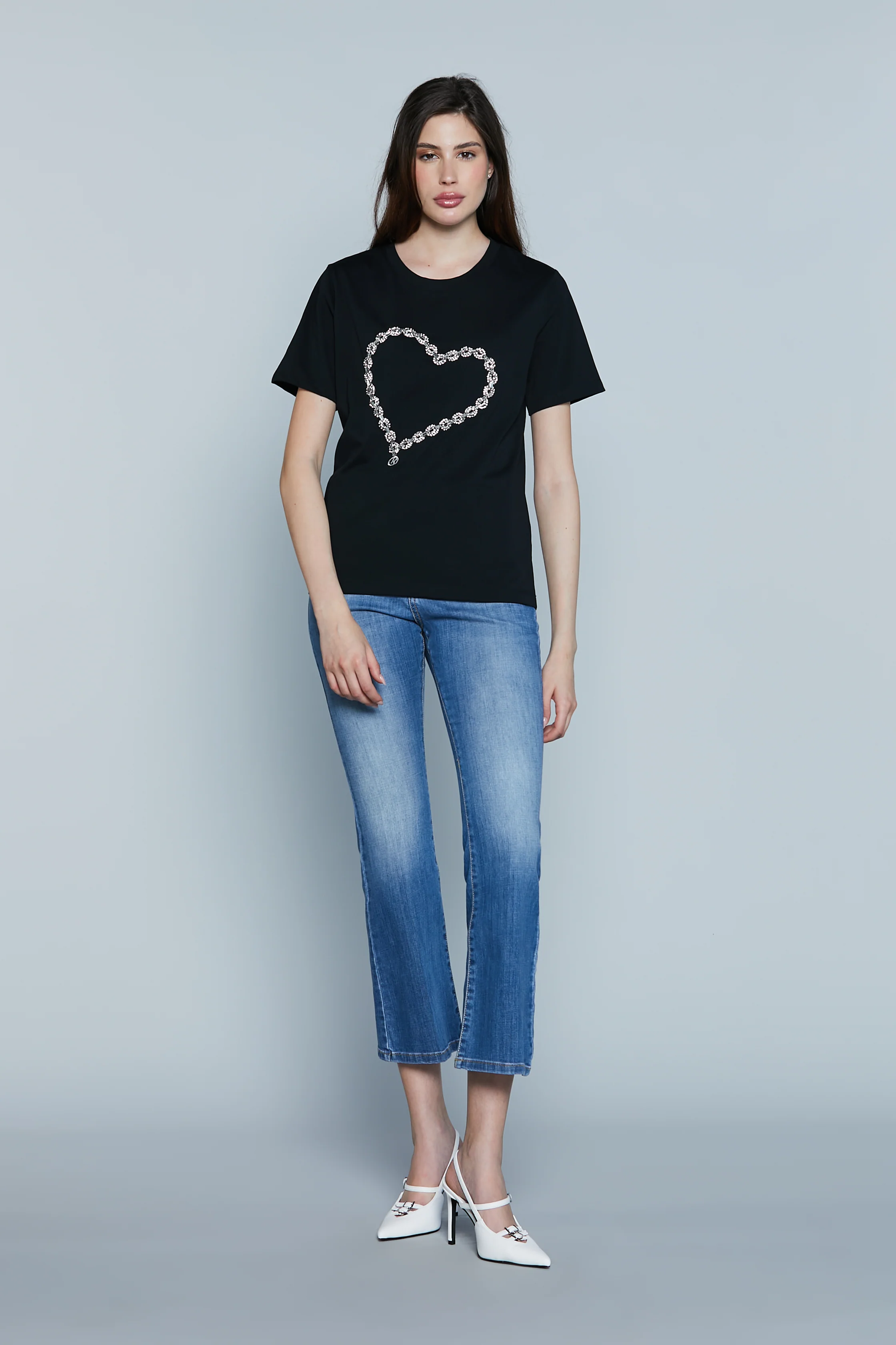 T-Shirt ALBACETE M/M con Ricamo Logo più Applicazione Strass Cuore - Image 5