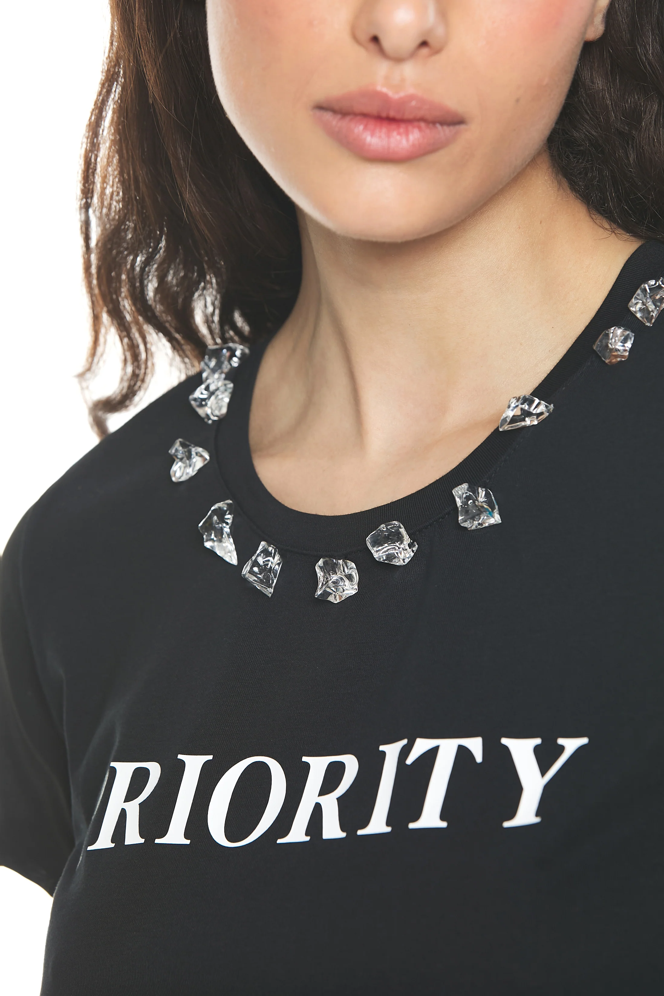 T-shirt AURIGAMI corta mezza manica con stampa più applicazione cristalli - Image 5