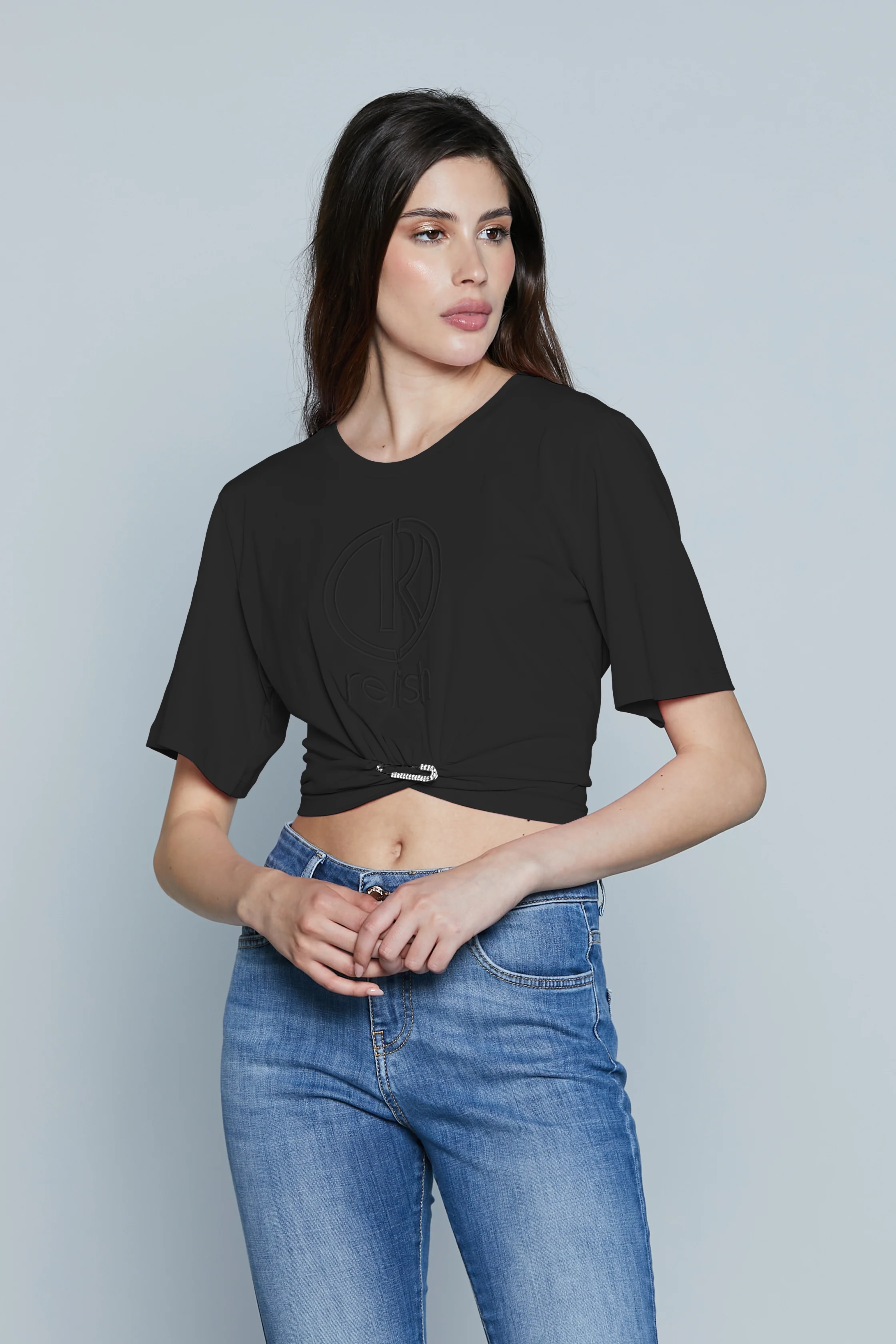 T-Shirt FERROL Corta M/M con Ricamo Logo più Spilla Balia con Strass - Image 7