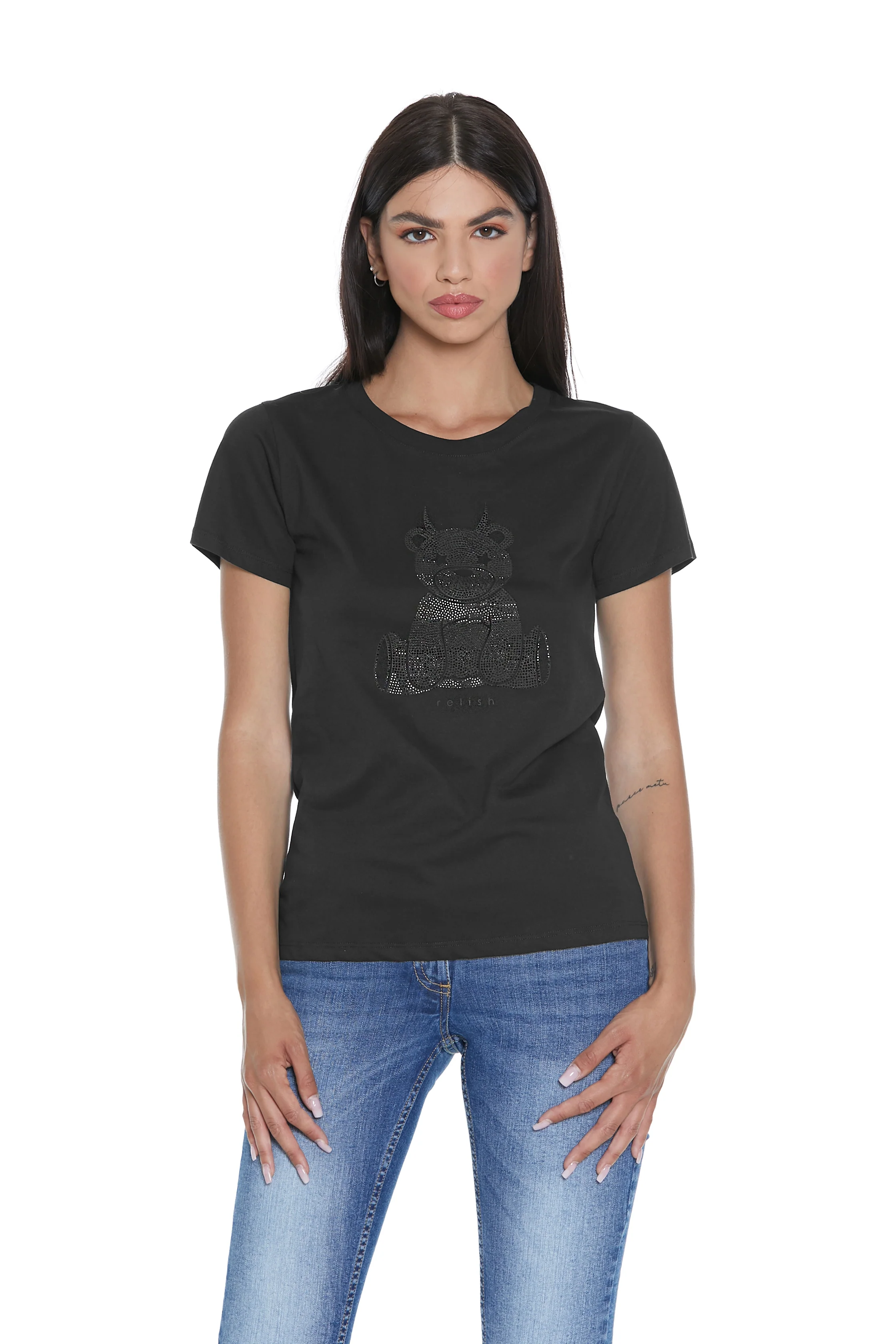 T-shirt FIONN mezza manica con strass orsetto - Image 4