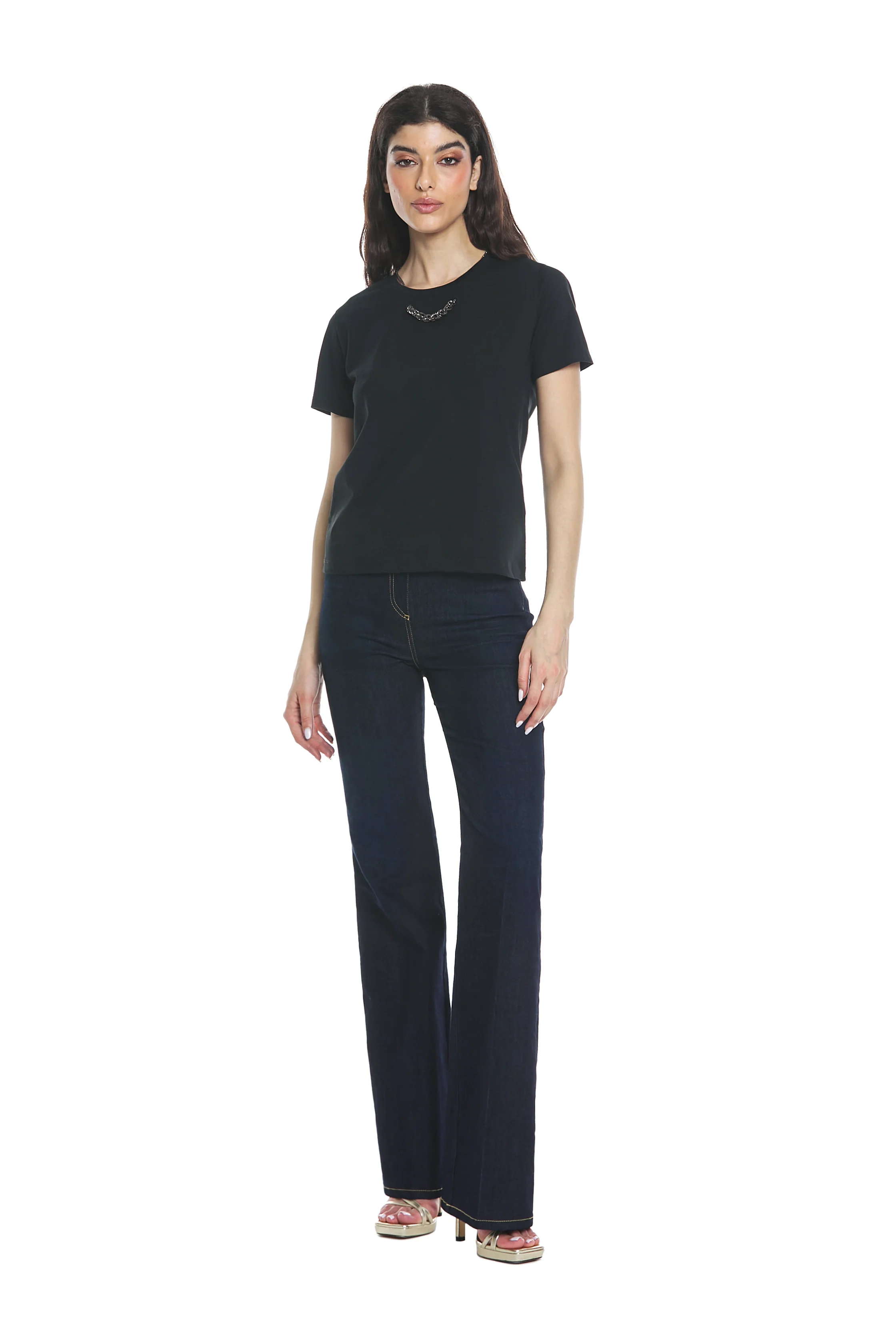 T-shirt KAFFIRLIME mezza manica con collana/laccio strass