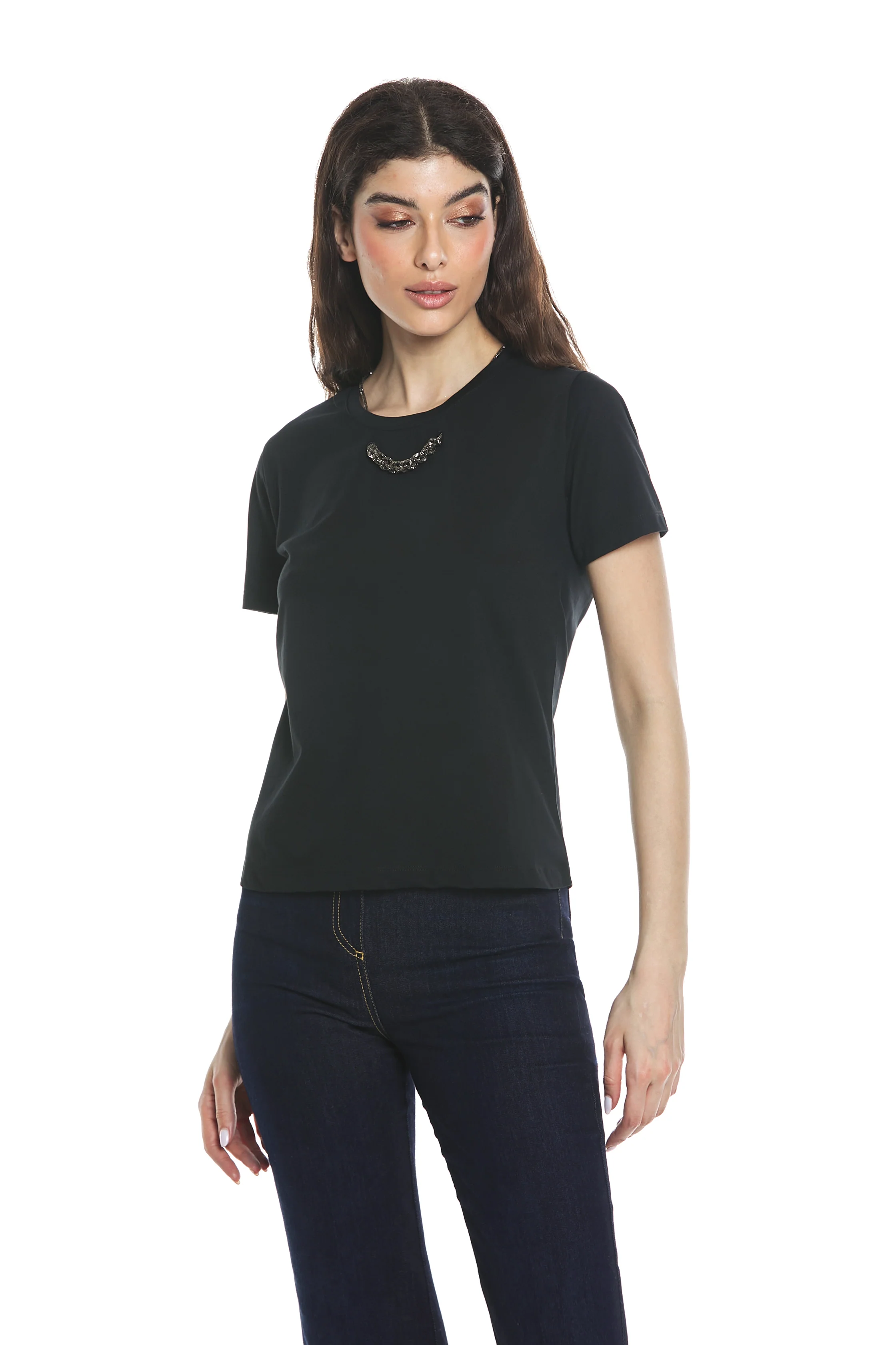 T-shirt KAFFIRLIME mezza manica con collana/laccio strass - Image 2