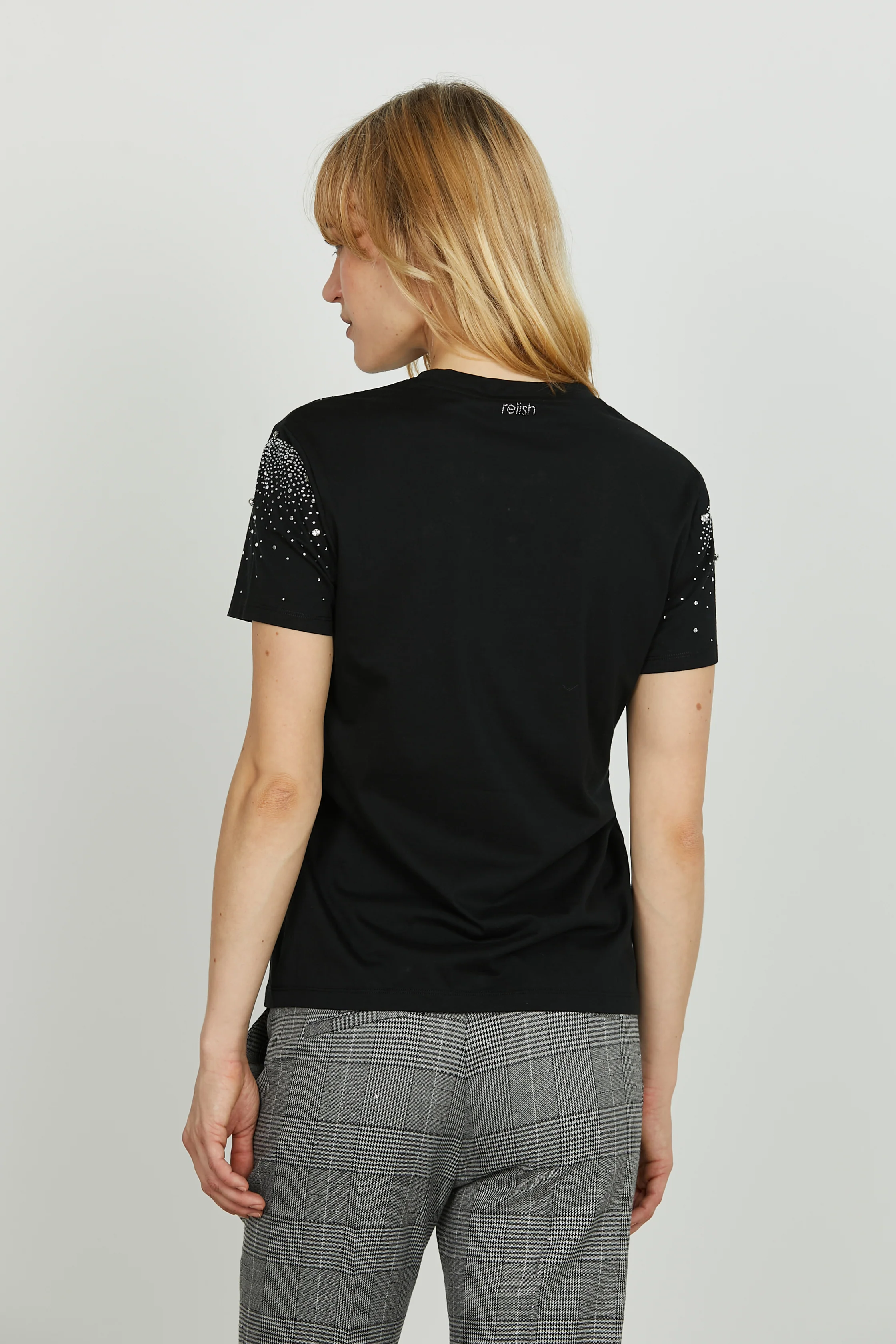 T-shirt REGNUM mezza manica con strass più pietre crystal - Image 3