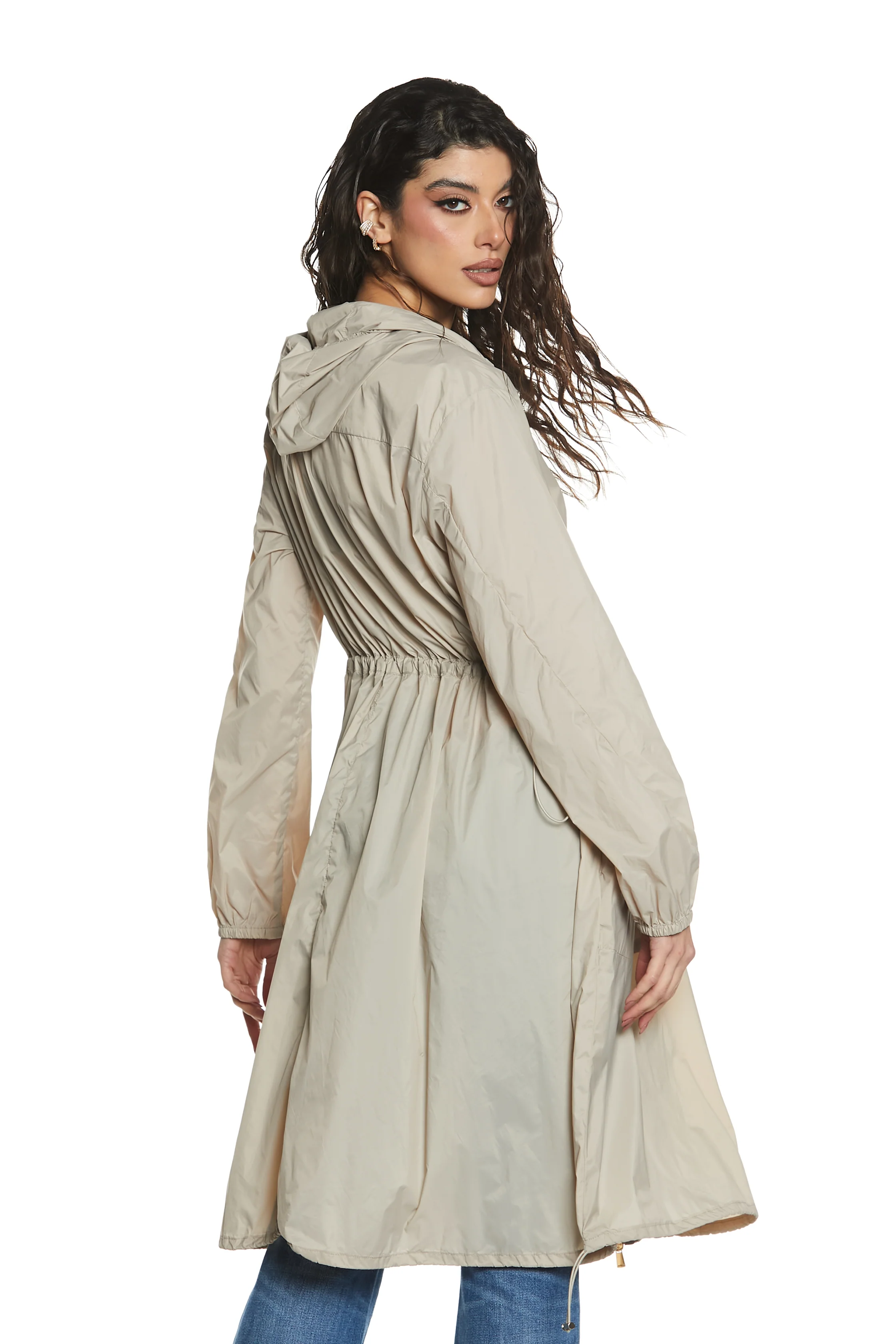 Trench MAXIMA_TU lungo manica lunga con elastico più cappuccio più coulisse - Image 2