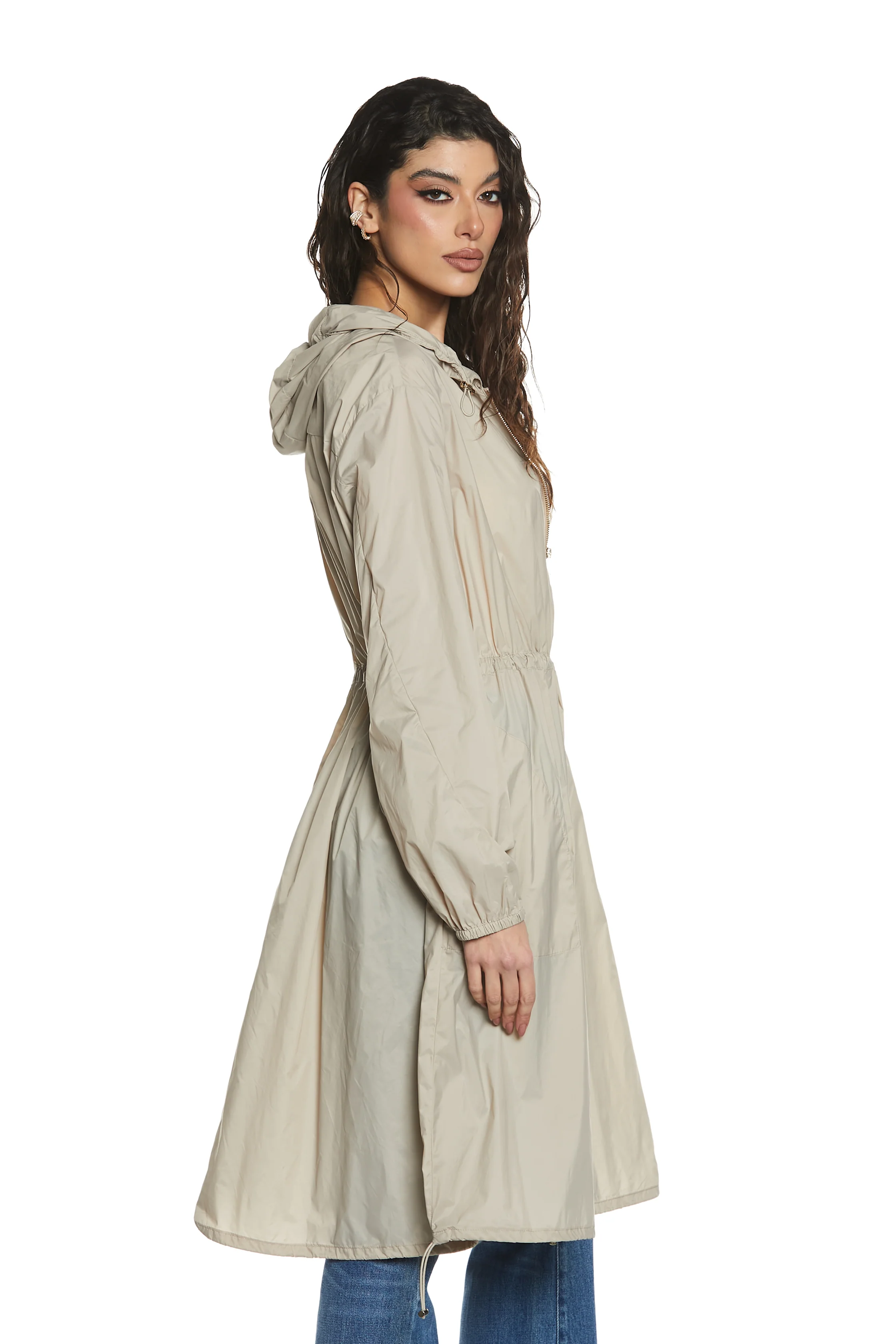 Trench MAXIMA_TU lungo manica lunga con elastico più cappuccio più coulisse - Image 3