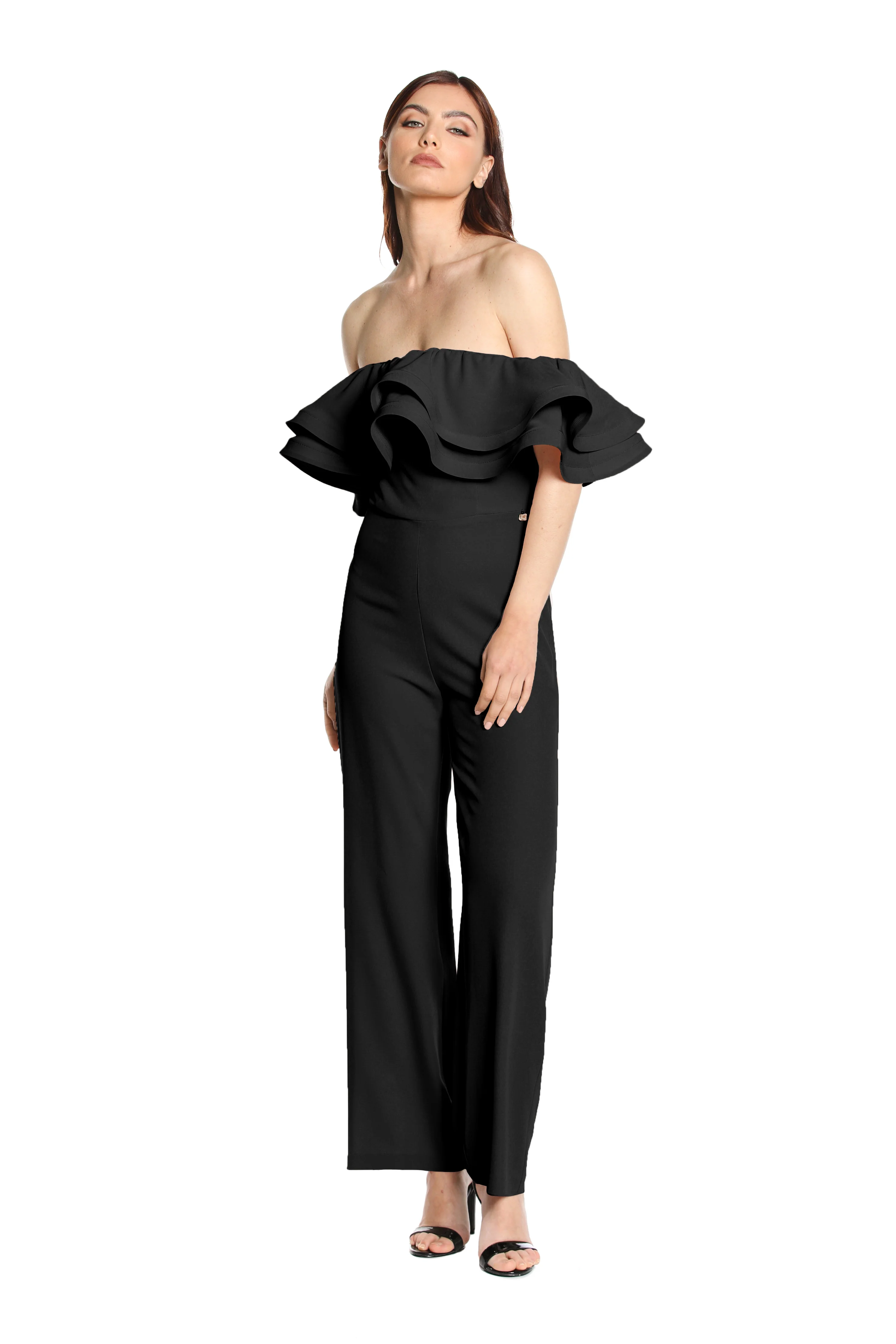 Jumpsuit SPLENDIDA lunga mezza manica scollo barca con rouches - Image 4